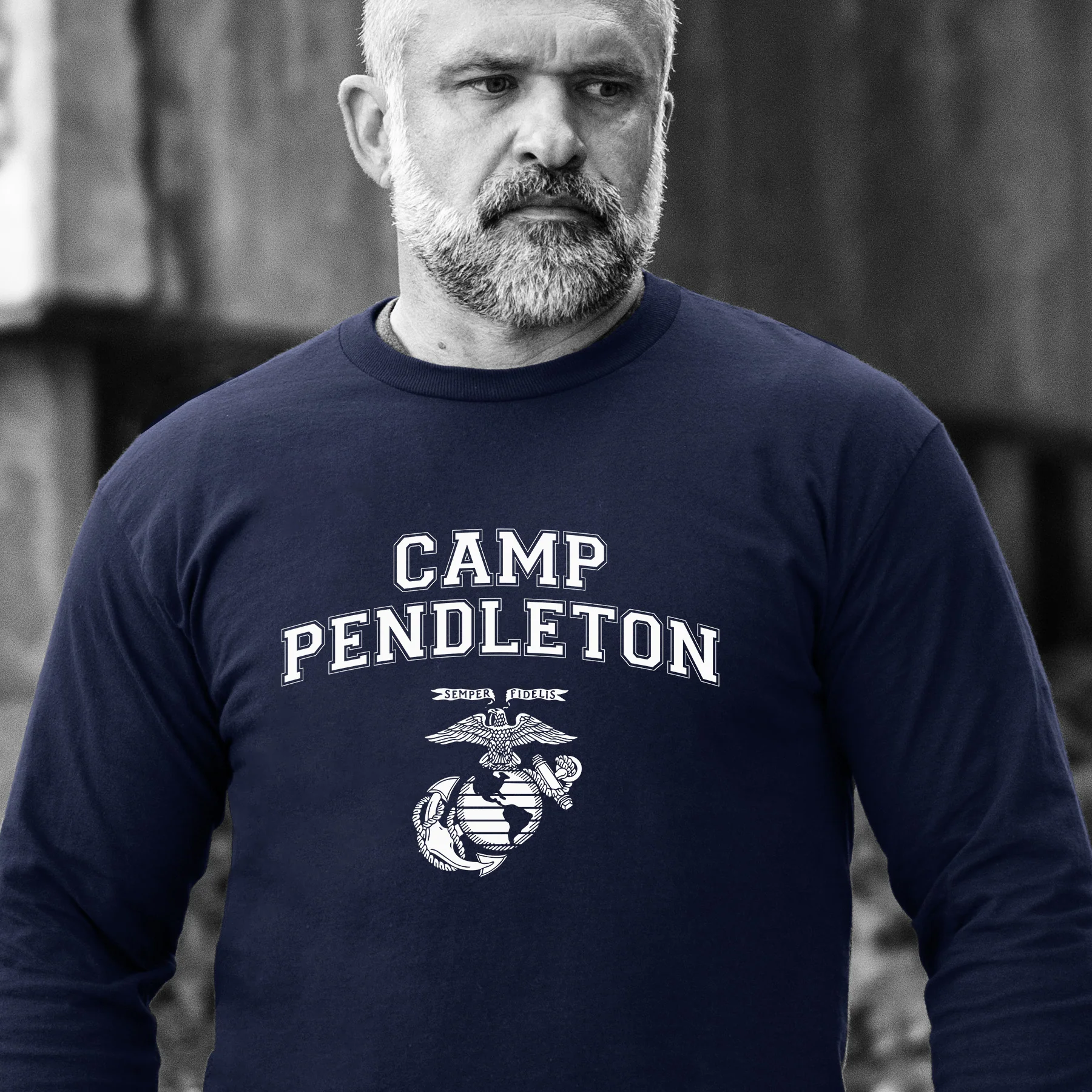 Marine Corps Base Collegiate EGA Long Sleeve T-Shirt - Image 4