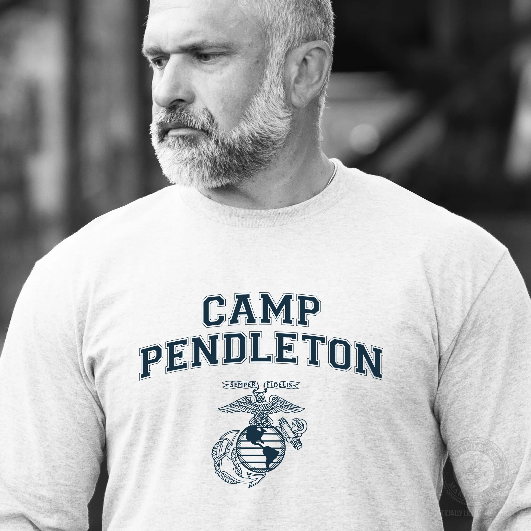 Marine Corps Base Collegiate EGA Long Sleeve T-Shirt - Image 6