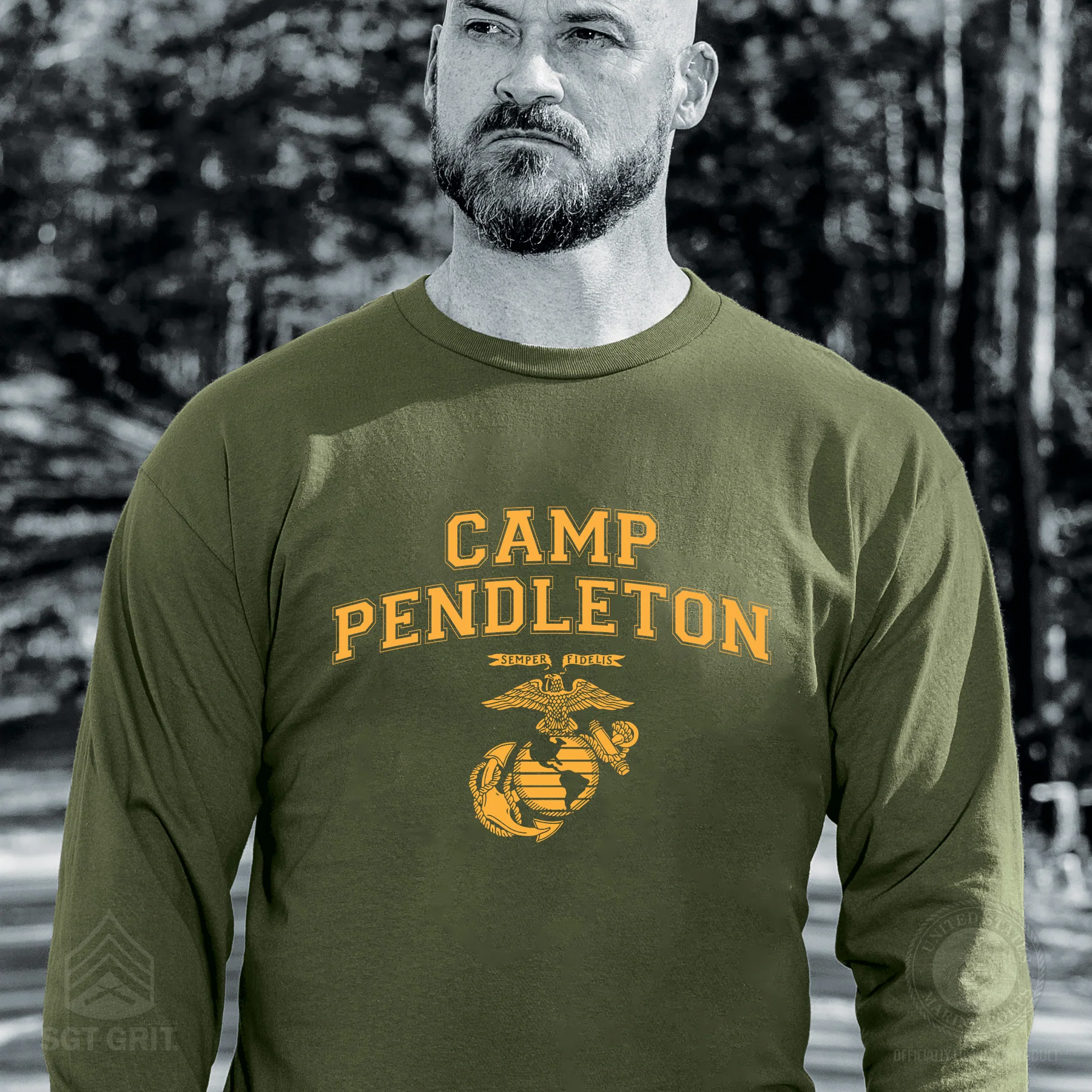 Marine Corps Base Collegiate EGA Long Sleeve T-Shirt - Image 9