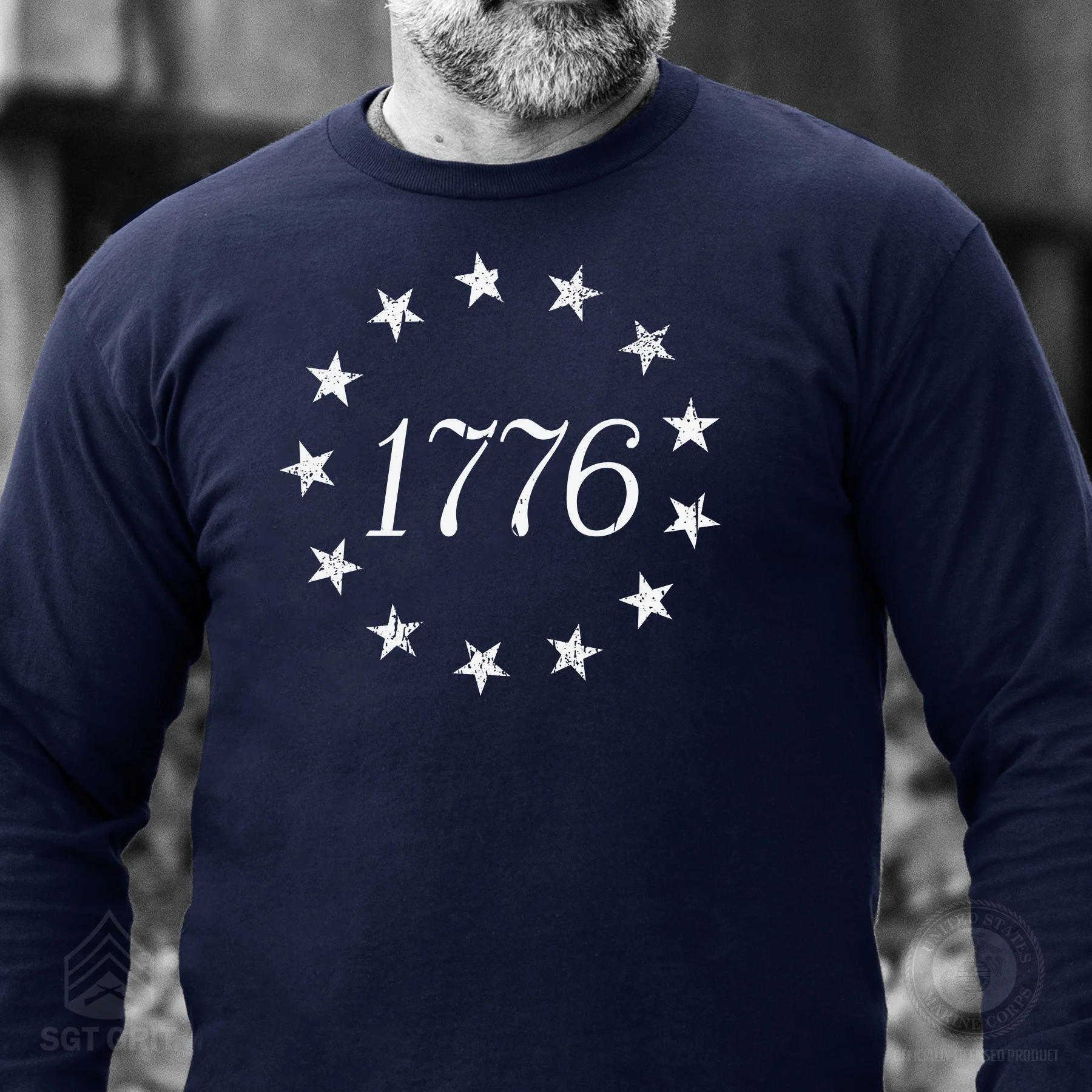 1776 Betsy Ross Flag Long Sleeve T-Shirt - Image 2