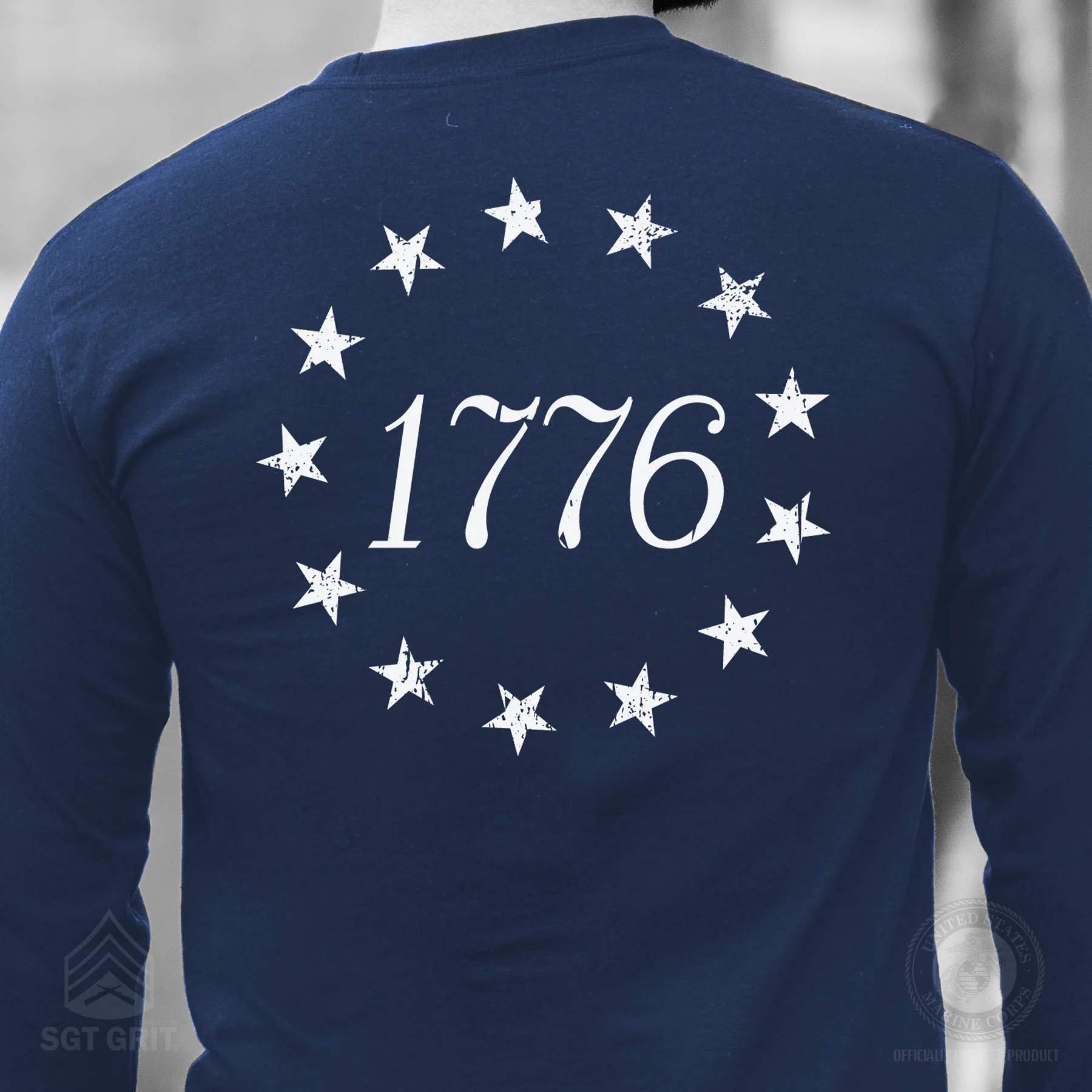 1776 Betsy Ross Flag Long Sleeve T-Shirt - Back Design - Image 13