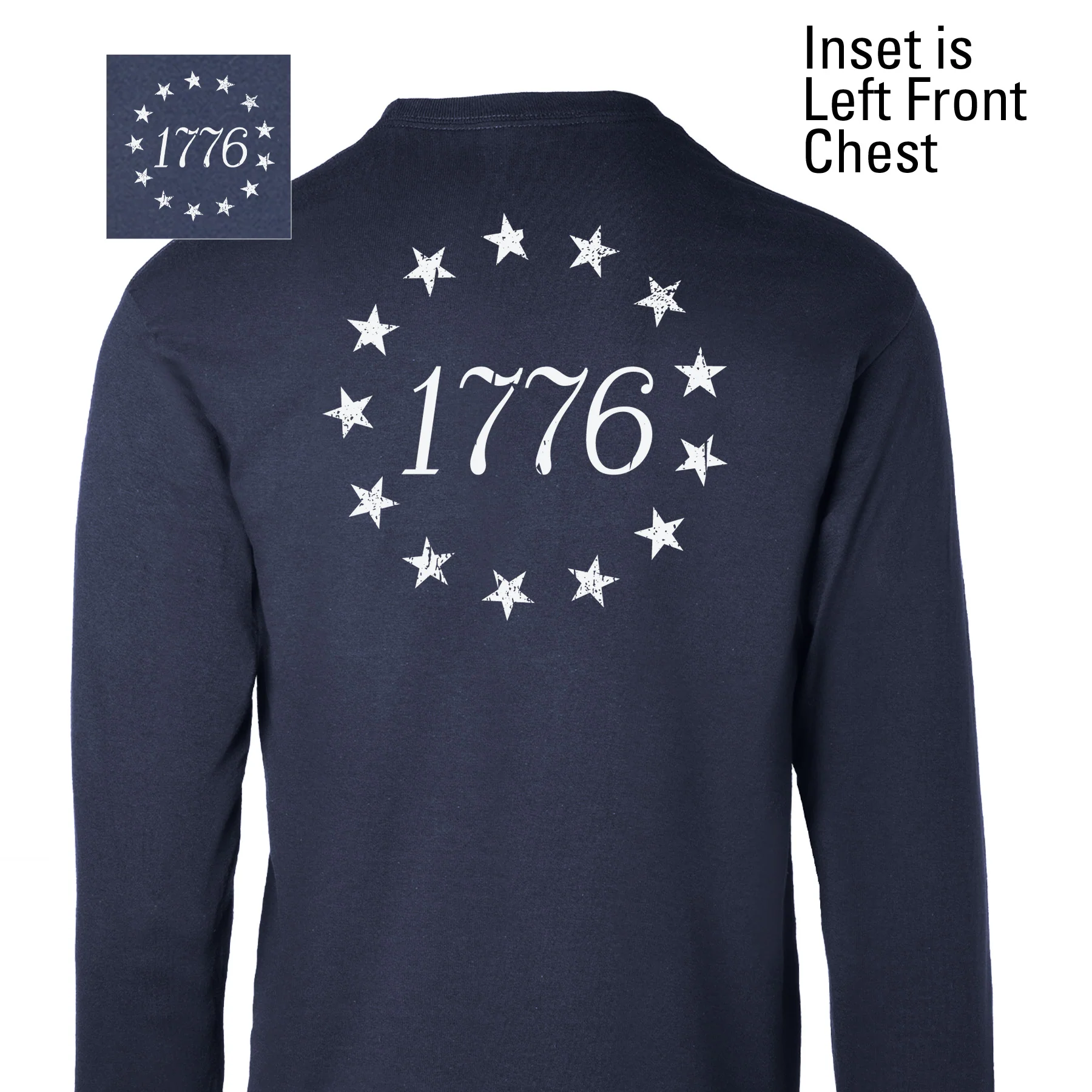 1776 Betsy Ross Flag Long Sleeve T-Shirt - Back Design - Image 4
