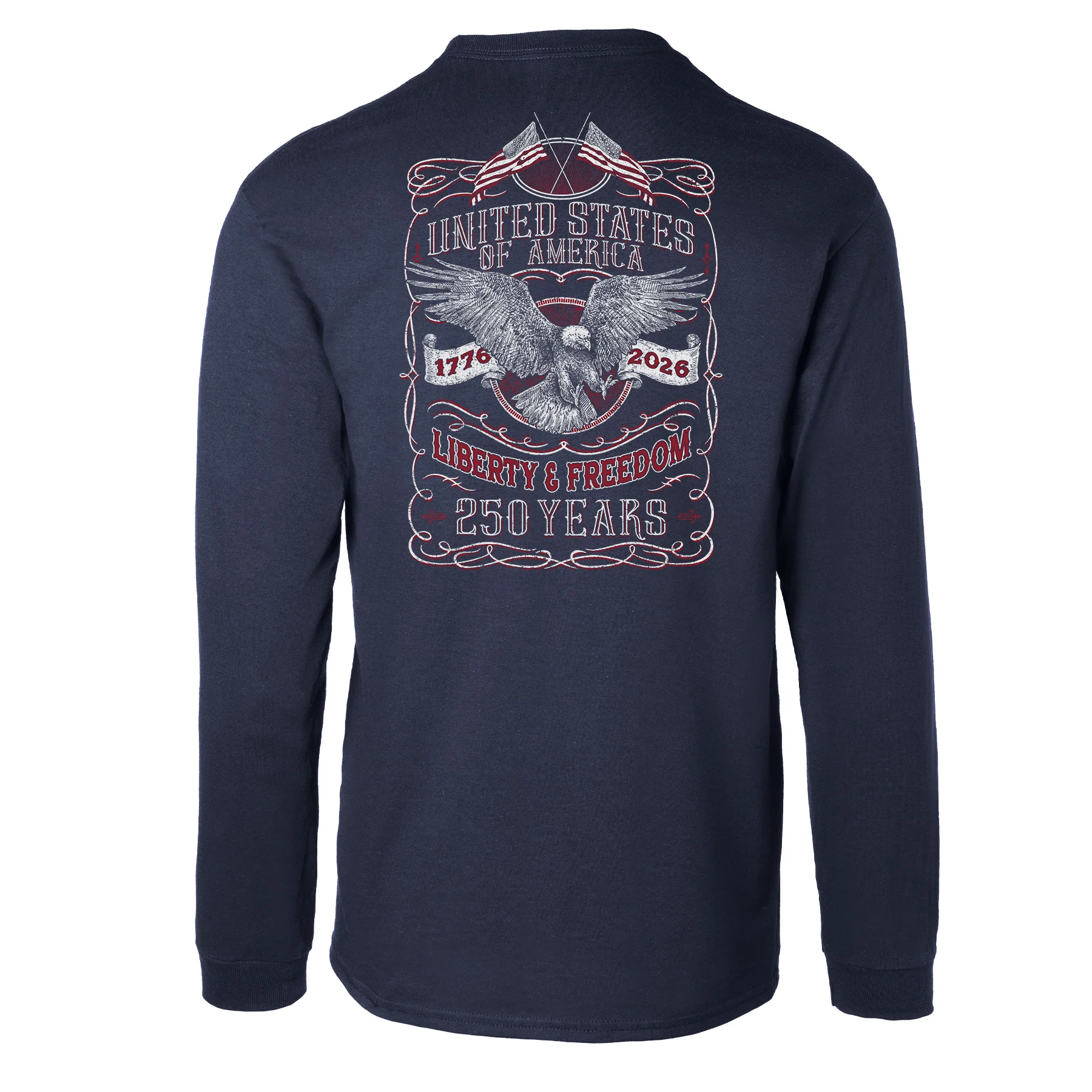 250 Years of Liberty & Freedom Long Sleeve T-Shirt - Back Design - Image 4