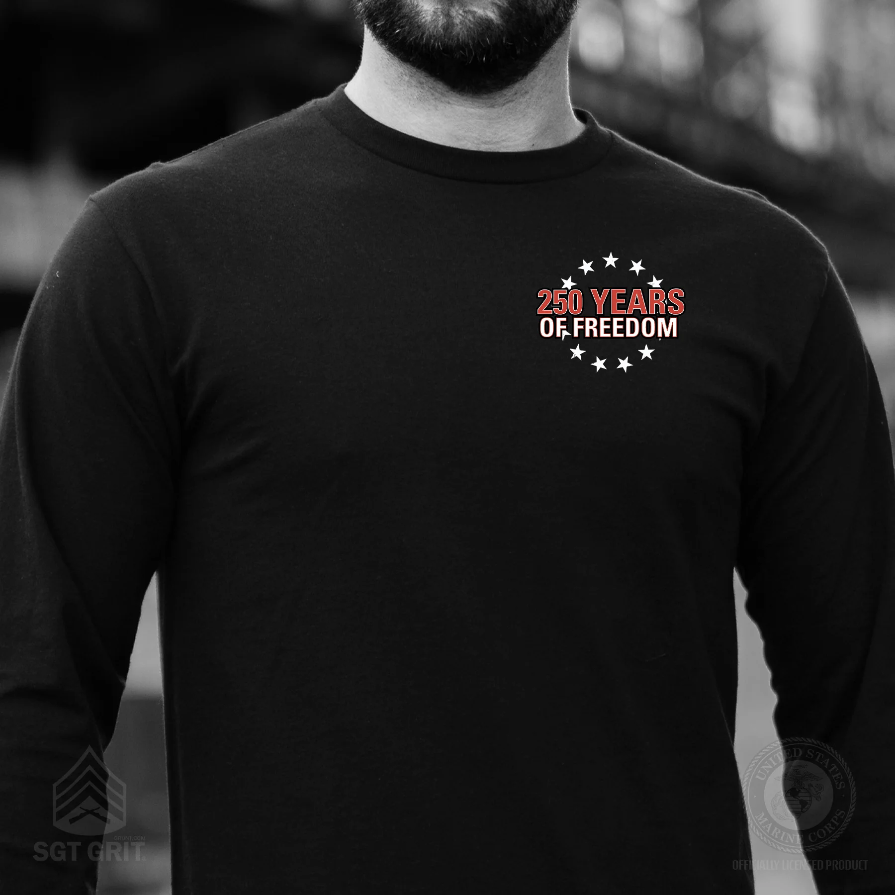 Cheers to 250 Years of Freedom Long Sleeve T-Shirt - Back Design - Image 6