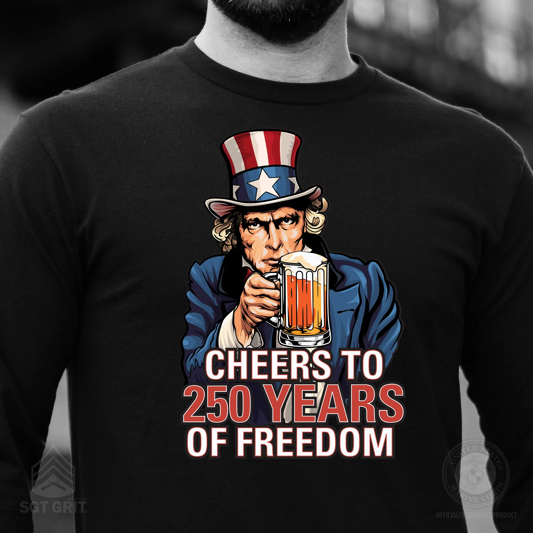 Cheers to 250 Years of Freedom Long Sleeve T-Shirt - Image 4