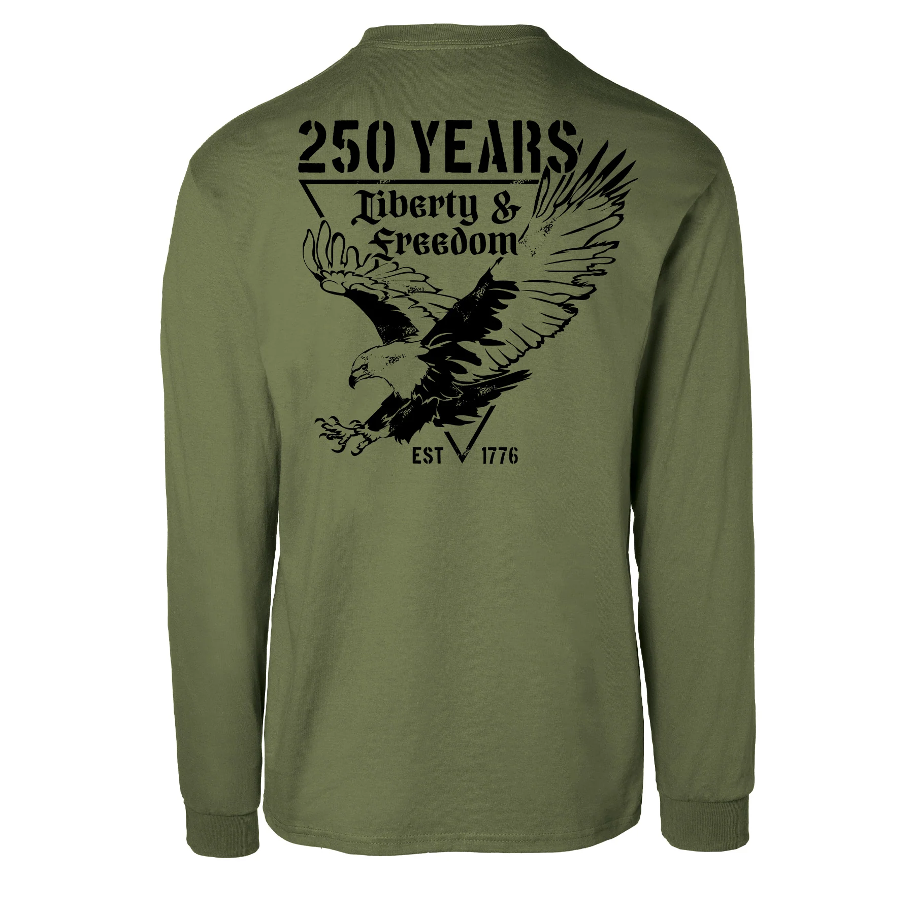 250 Years Eagle Long Sleeve T-Shirt – OD Green - Image 5