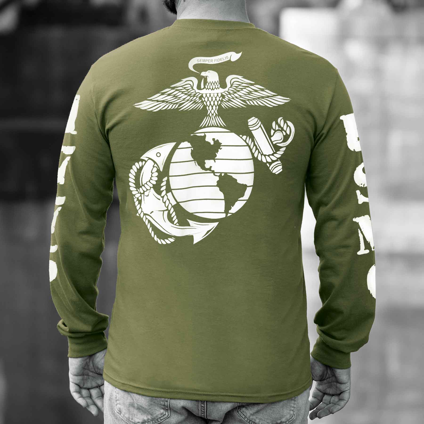 USMC OD Long Sleeve T-shirt - Image 4