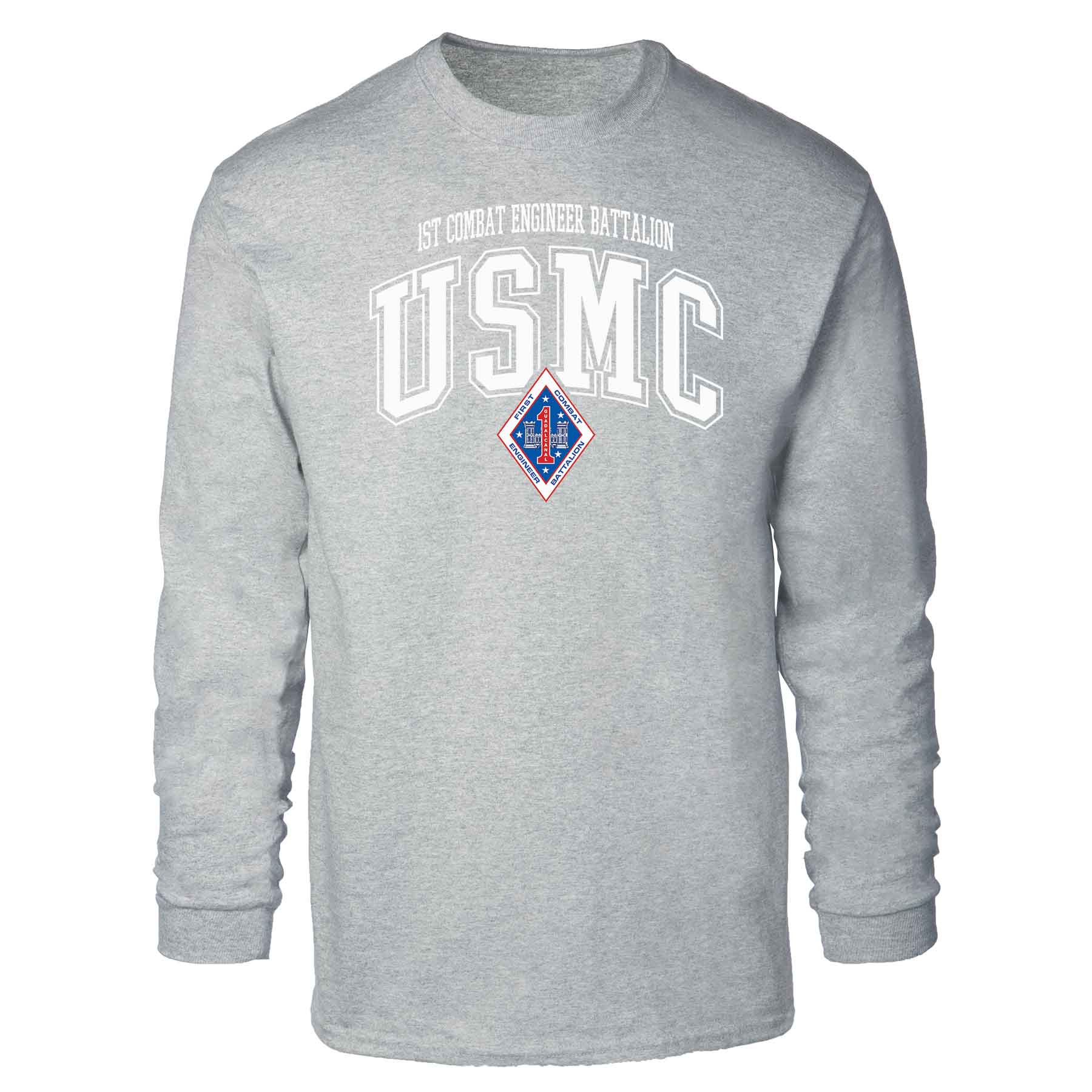 1st Combat Engineer Battalion Arched Long Sleeve T-shirt - Image 2