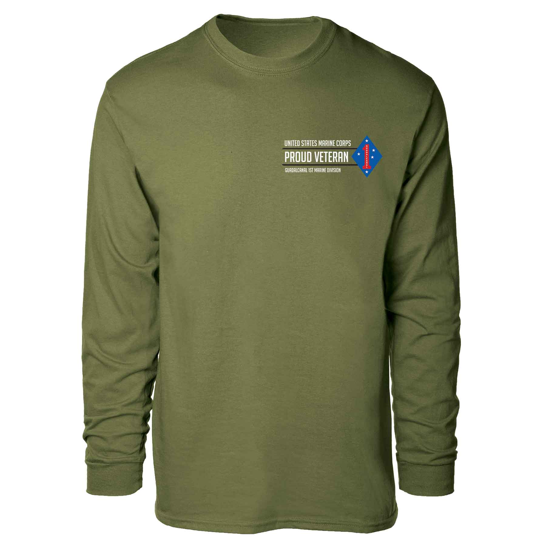 Guadalcanal 1st Marine Division Proud Veteran Long Sleeve T-shirt - Image 4