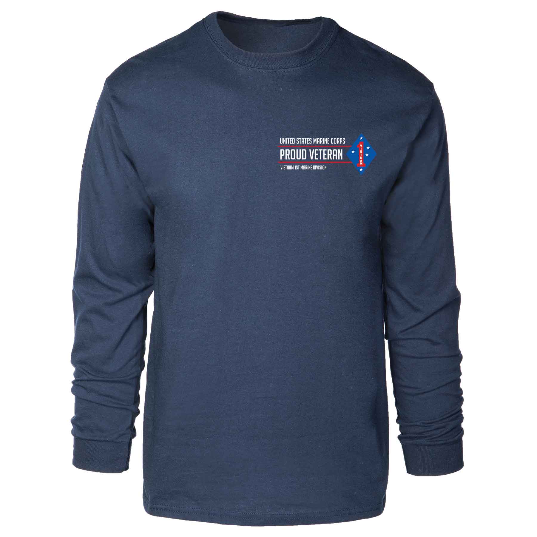 Vietnam 1st Marine Division Proud Veteran Long Sleeve T-shirt - Image 3