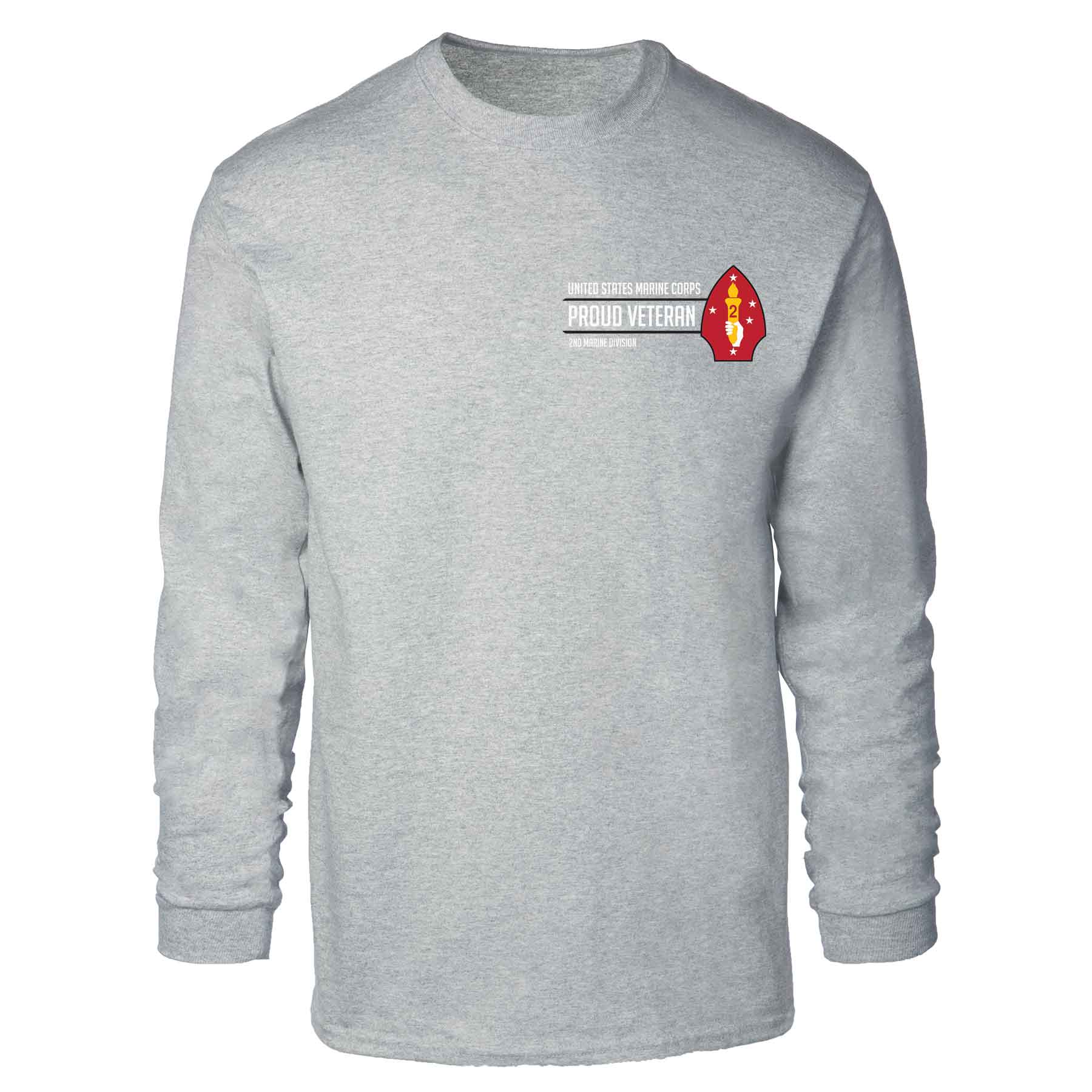 2nd Marine Division Proud Veteran Long Sleeve T-shirt - Image 2