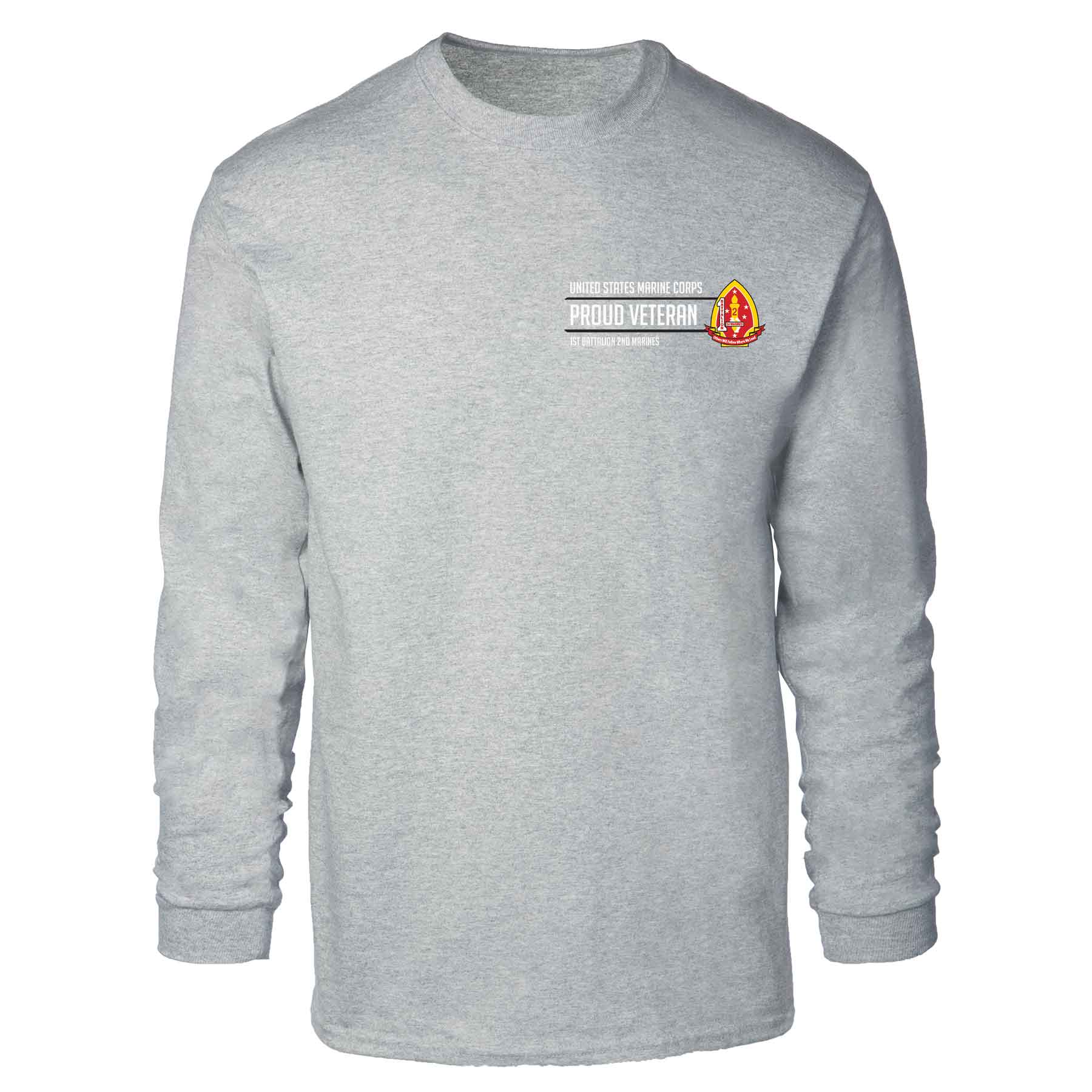 1st Battalion 2nd Marines Proud Veteran Long Sleeve T-shirt - Image 2