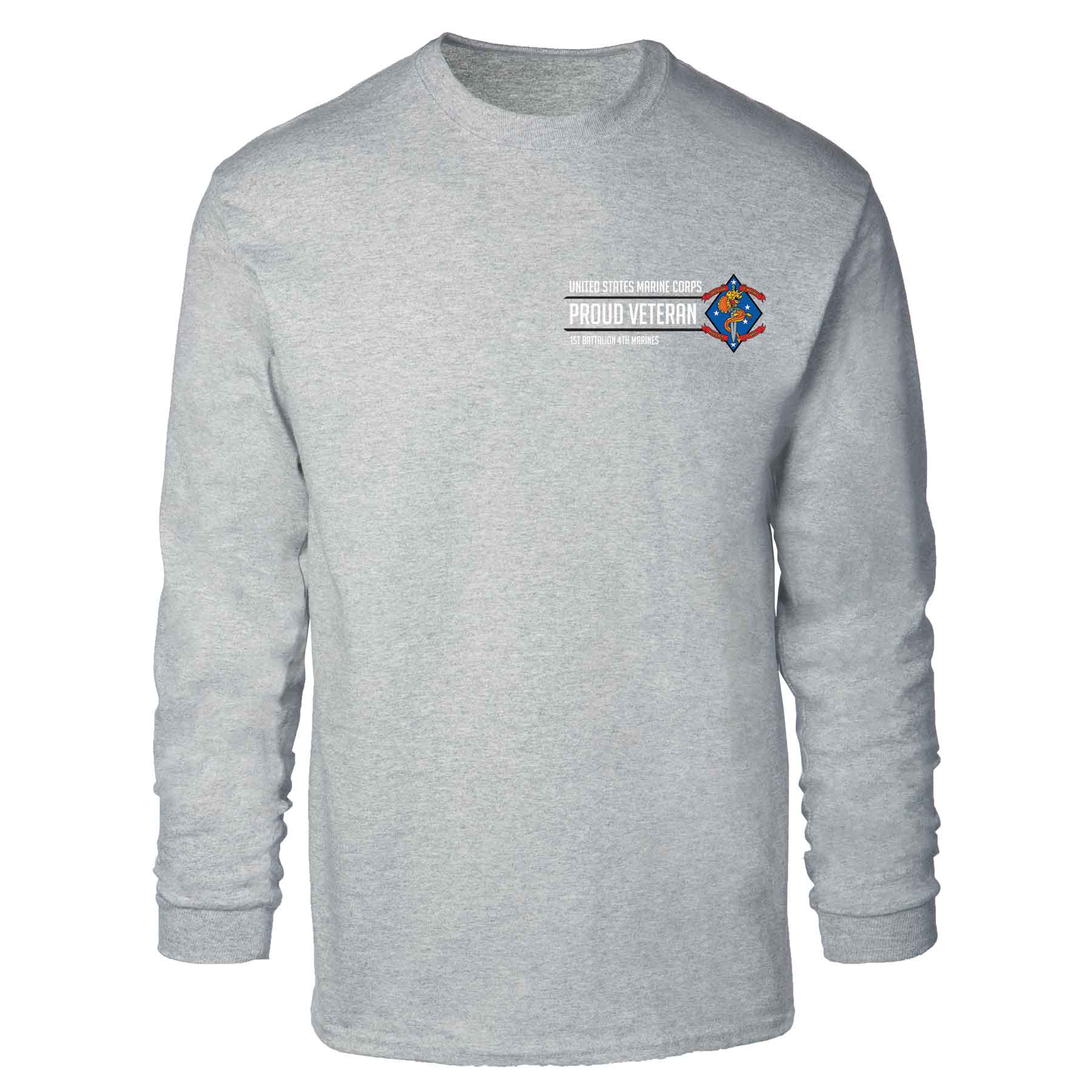 1st Battalion 4th Marines Proud Veteran Long Sleeve T-shirt - Image 2