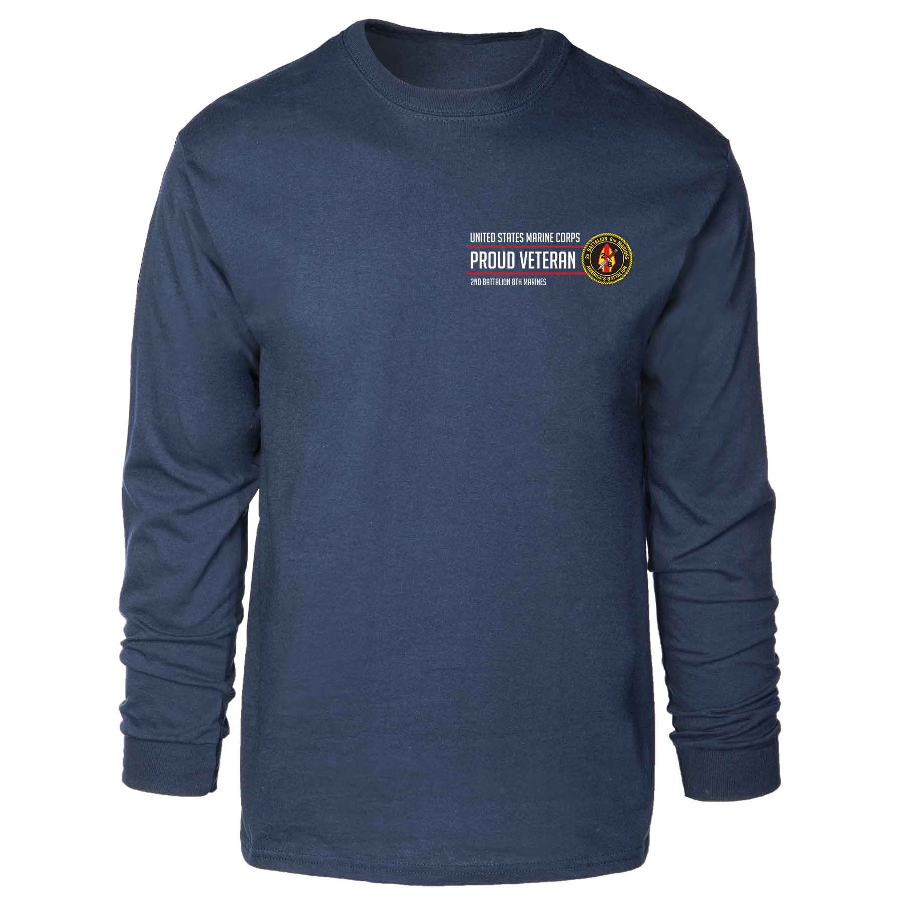 2nd Battalion 8th Marines Proud Veteran Long Sleeve T-shirt - Image 3
