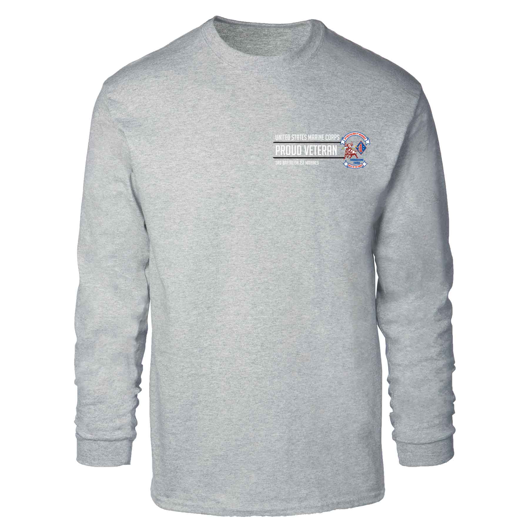 3rd Battalion 1st Marines Proud Veteran Long Sleeve T-shirt - Image 2