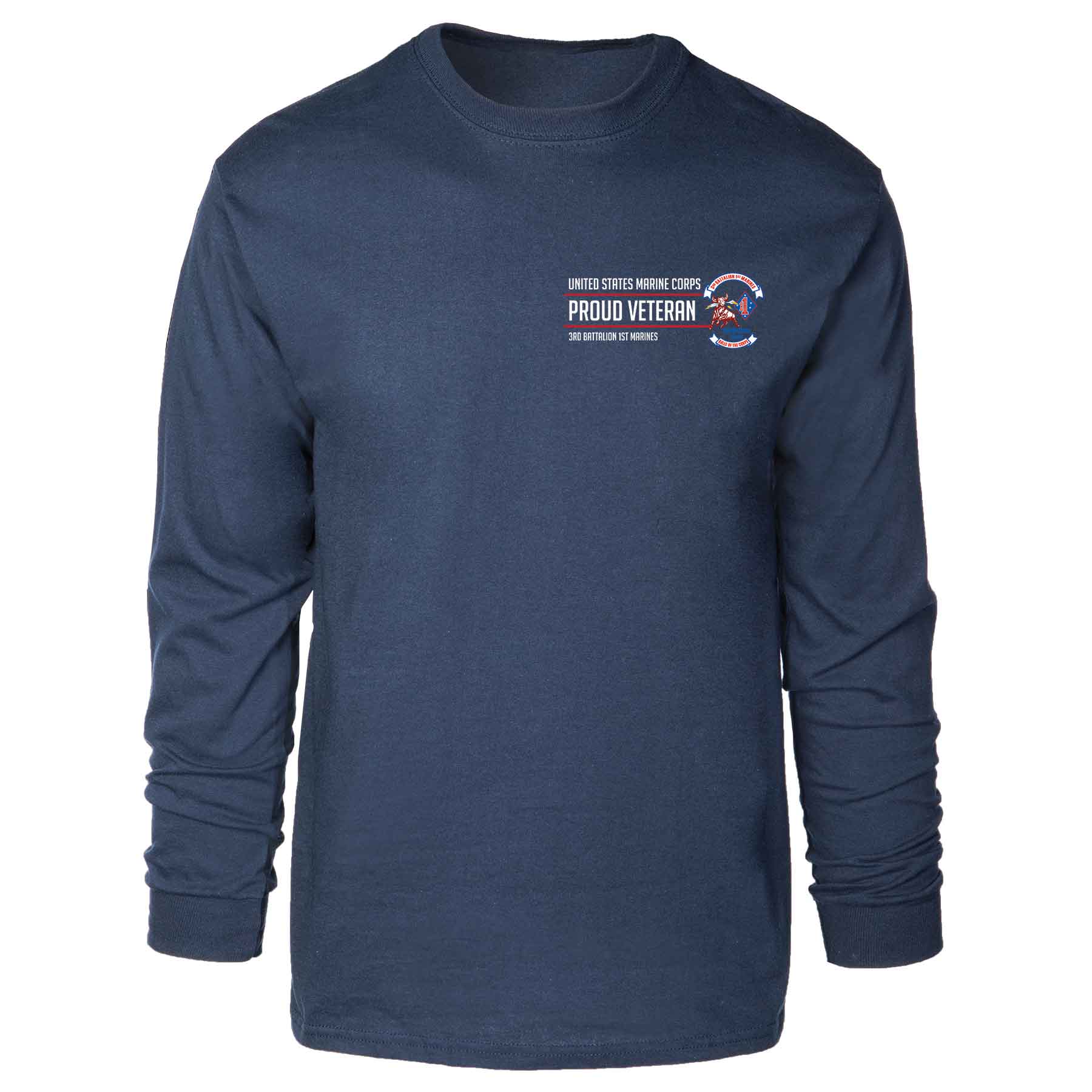 3rd Battalion 1st Marines Proud Veteran Long Sleeve T-shirt - Image 3