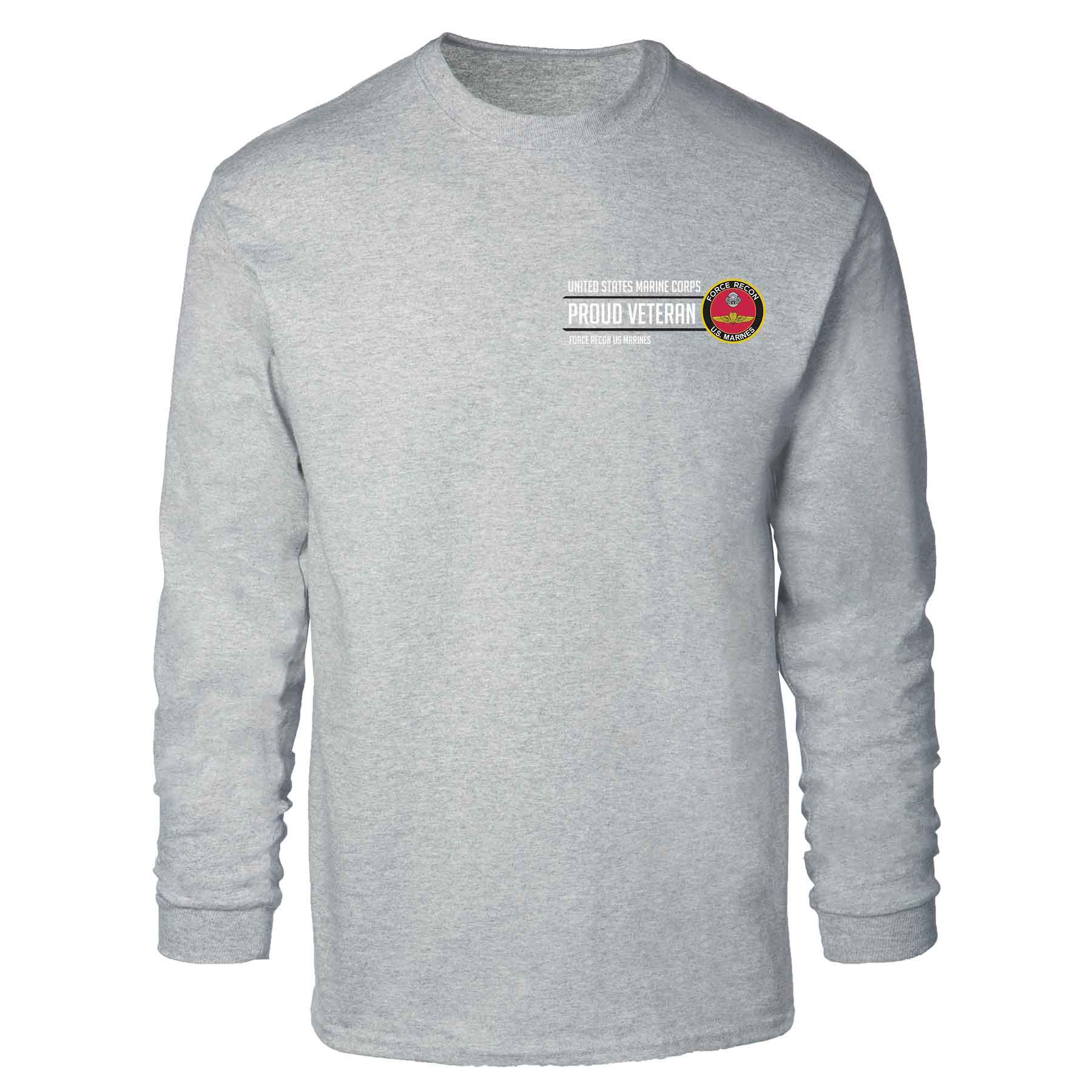 Force Recon US Marines Proud Veteran Long Sleeve T-shirt - Image 2