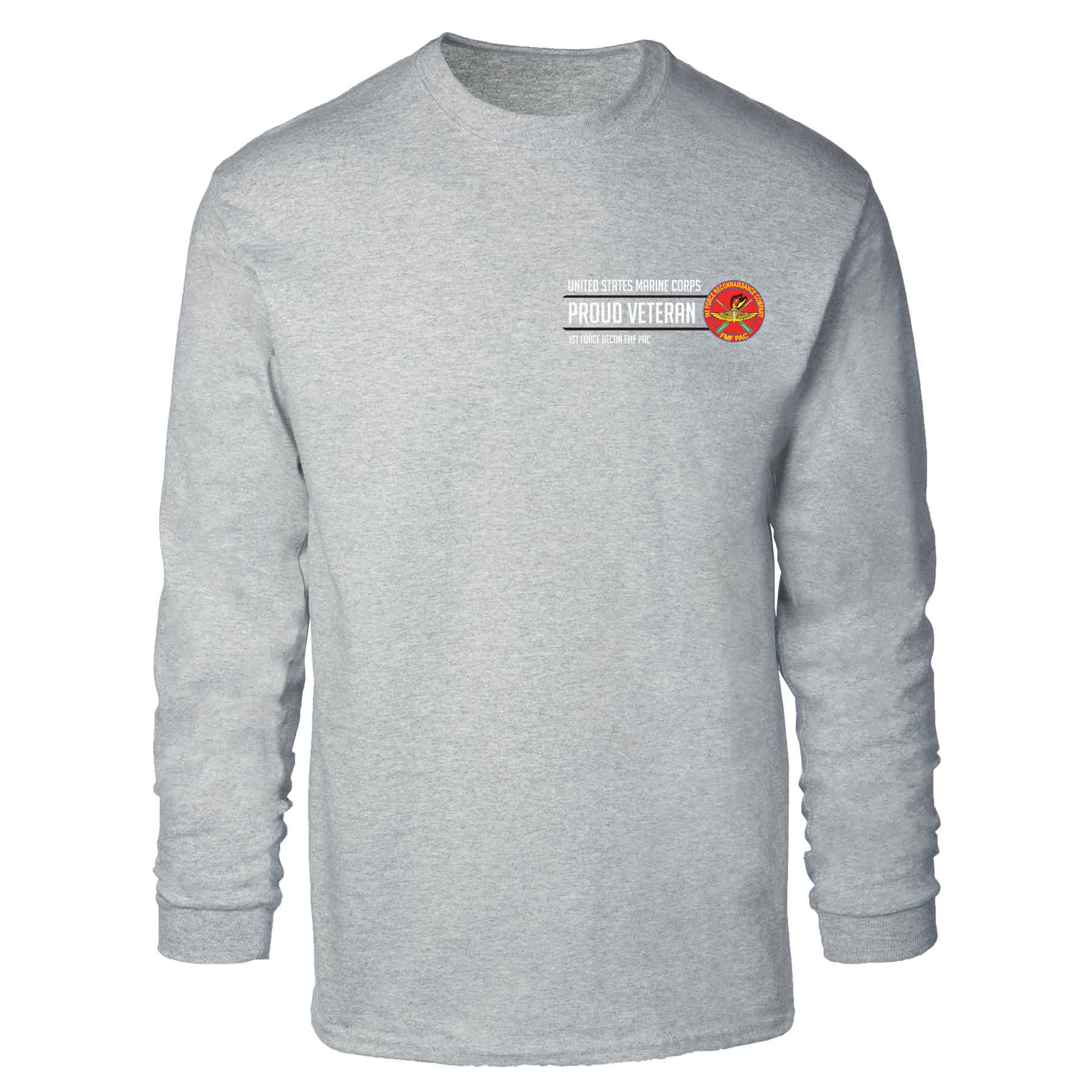 1st Force Recon FMF PAC Proud Veteran Long Sleeve T-shirt - Image 2