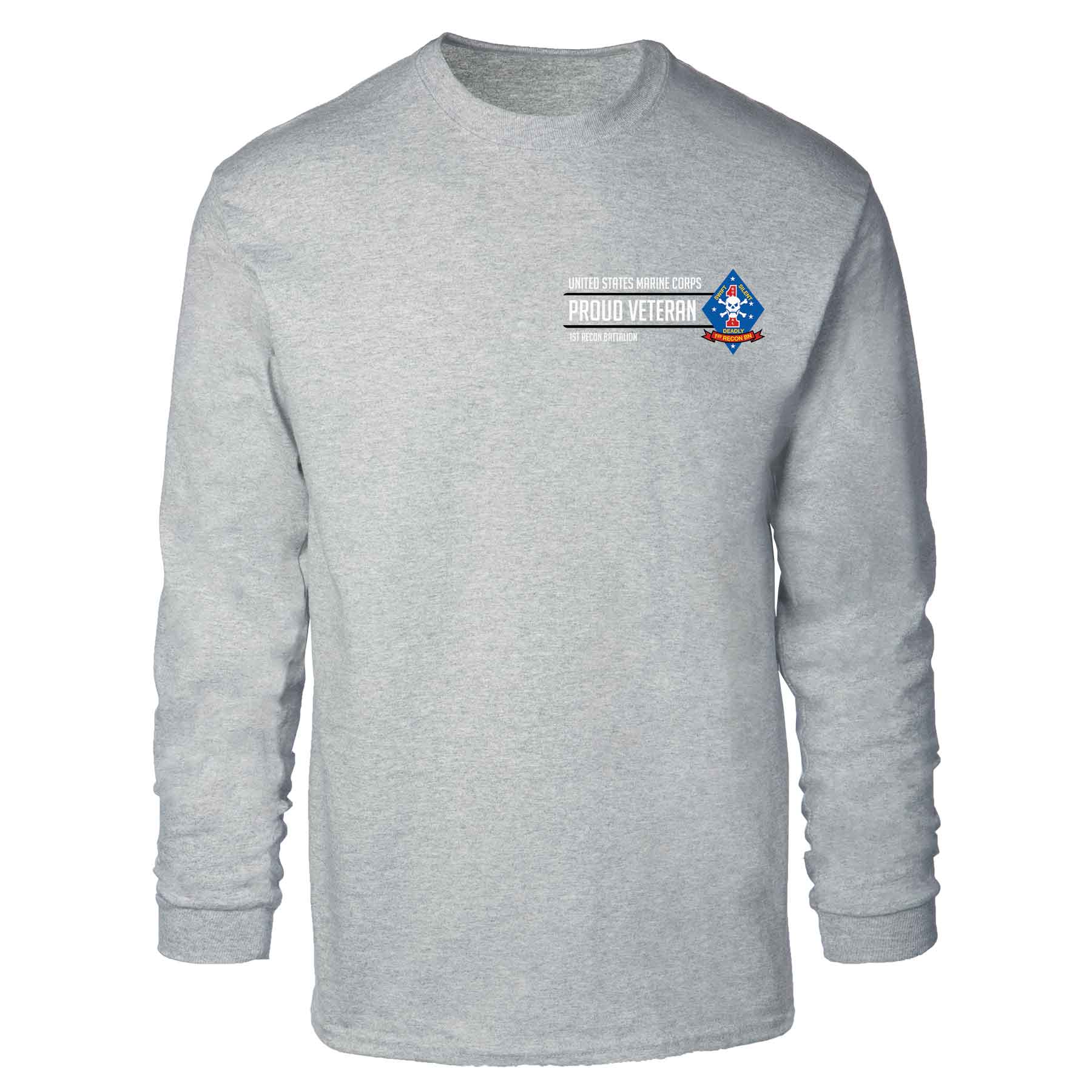 1st Recon Battalion Proud Veteran Long Sleeve T-shirt - Image 2