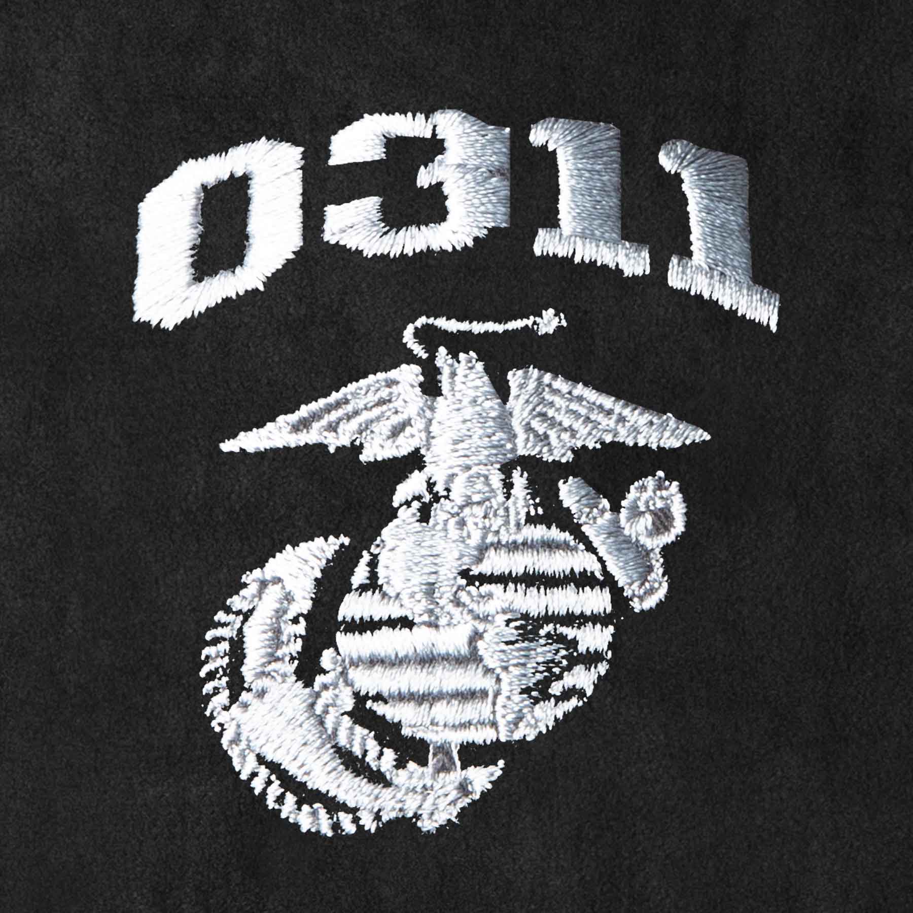 Marine Corps MOS Embroidered Fleece Full Zip - Black with Gray - Image 4