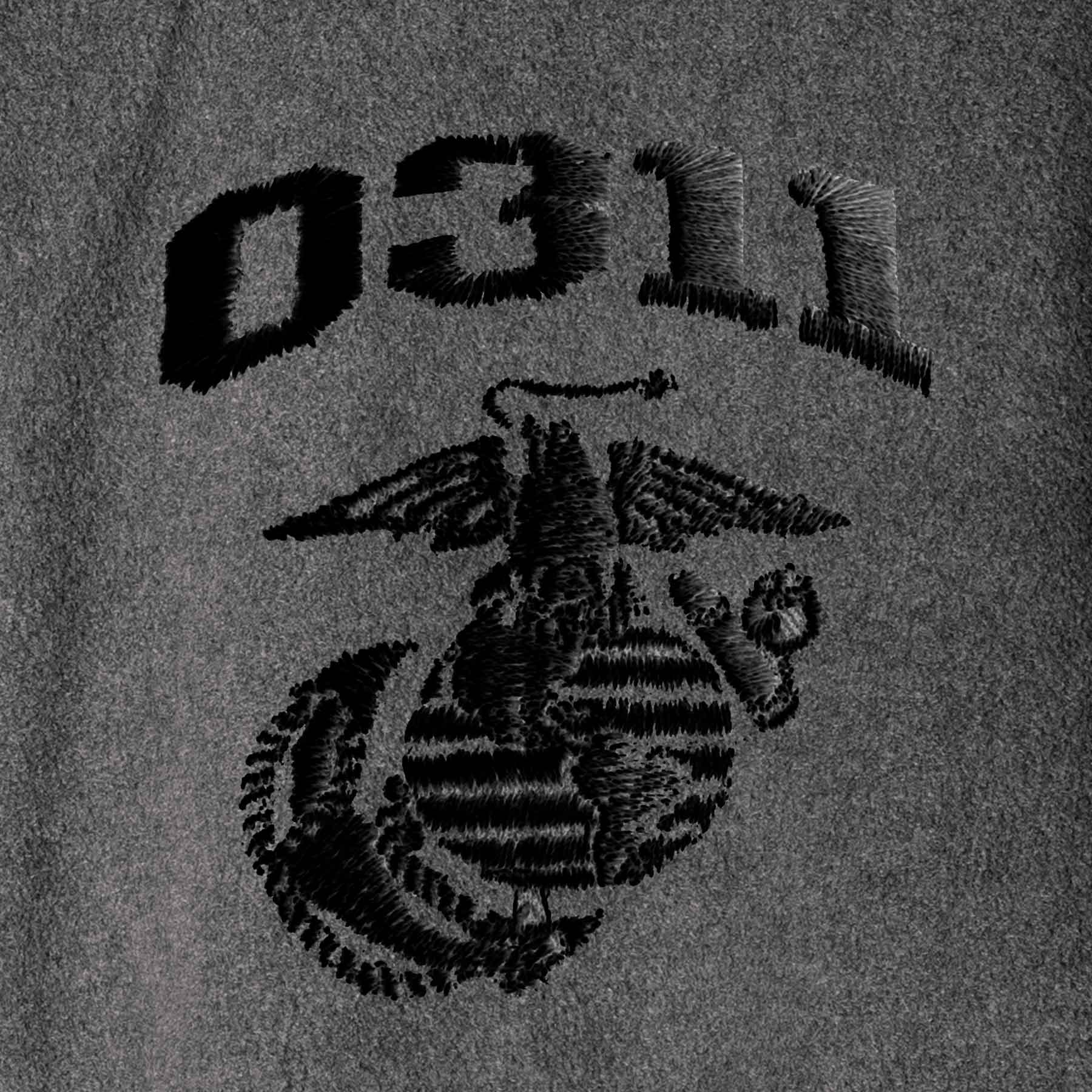 Marine Corps MOS Embroidered Fleece Full Zip - Gray with Black - Image 4