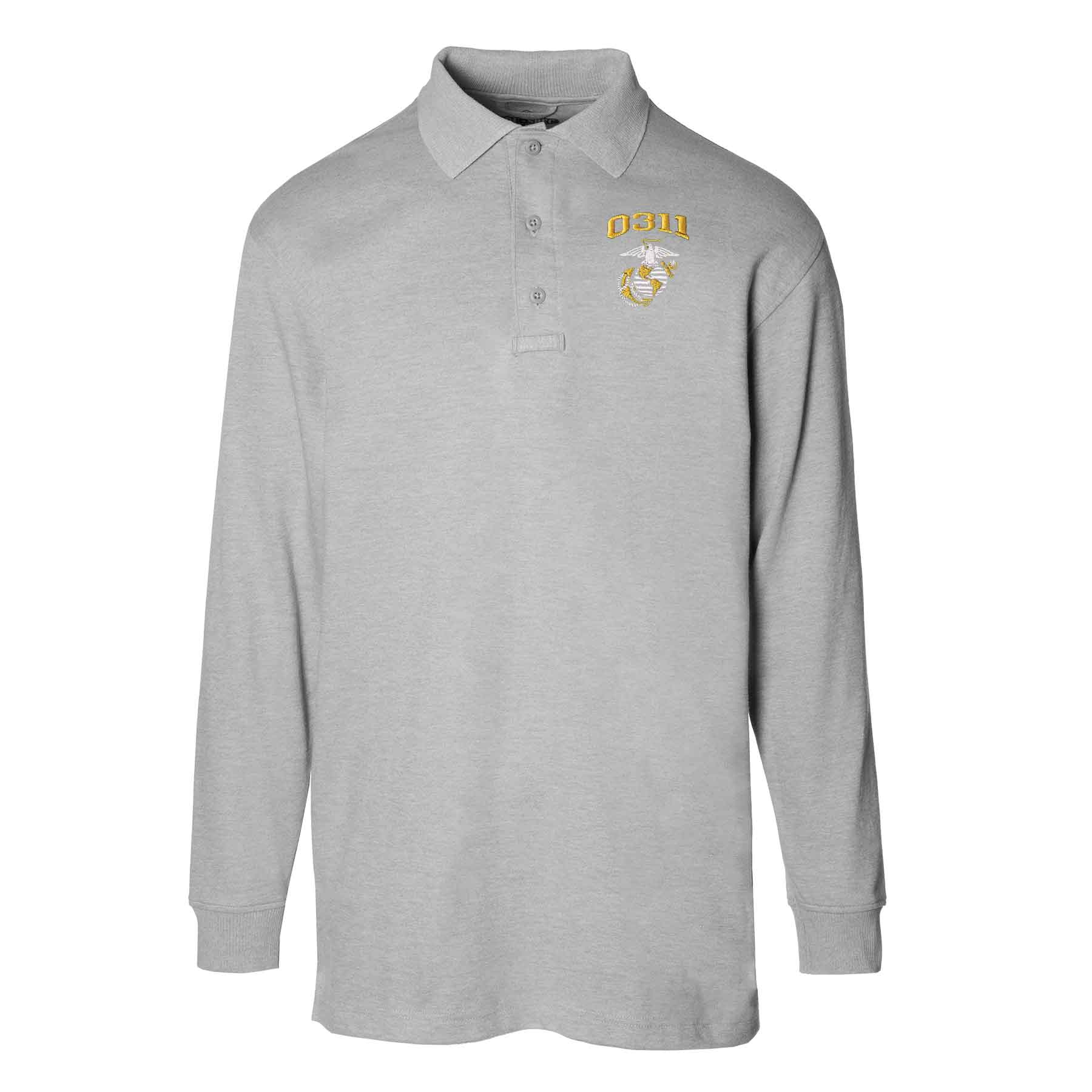 Marine Corps MOS Embroidered Long Sleeve Golf Shirt - Image 4