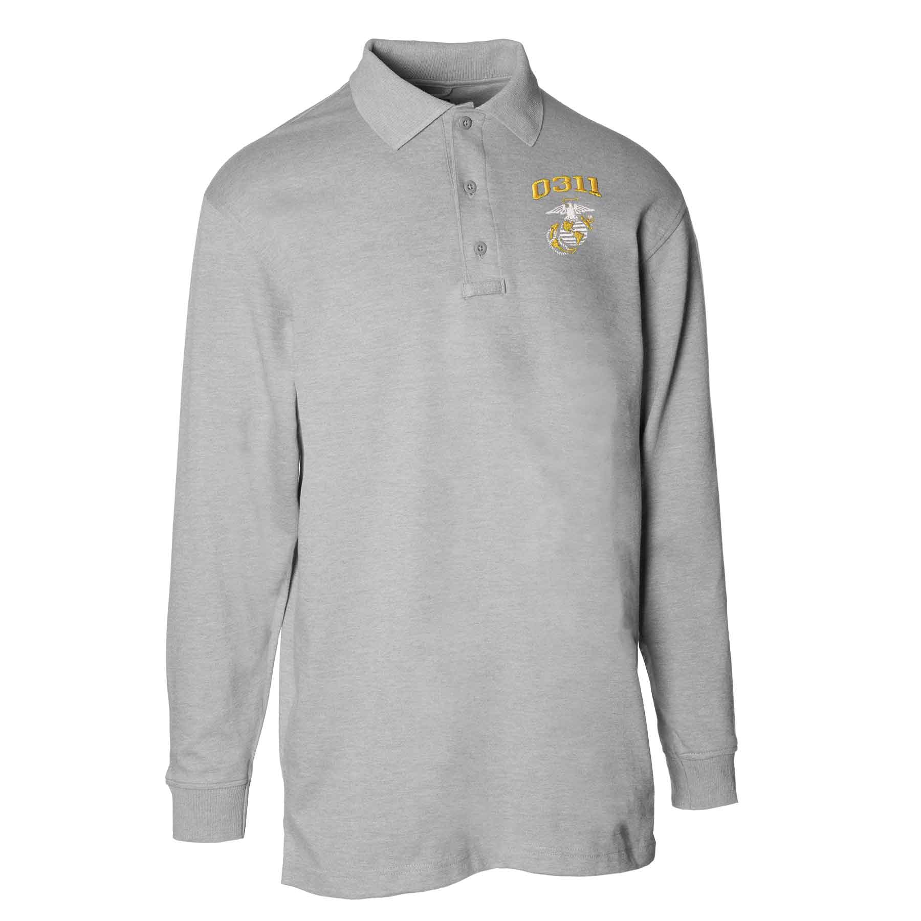 Marine Corps MOS Embroidered Long Sleeve Golf Shirt - Image 5