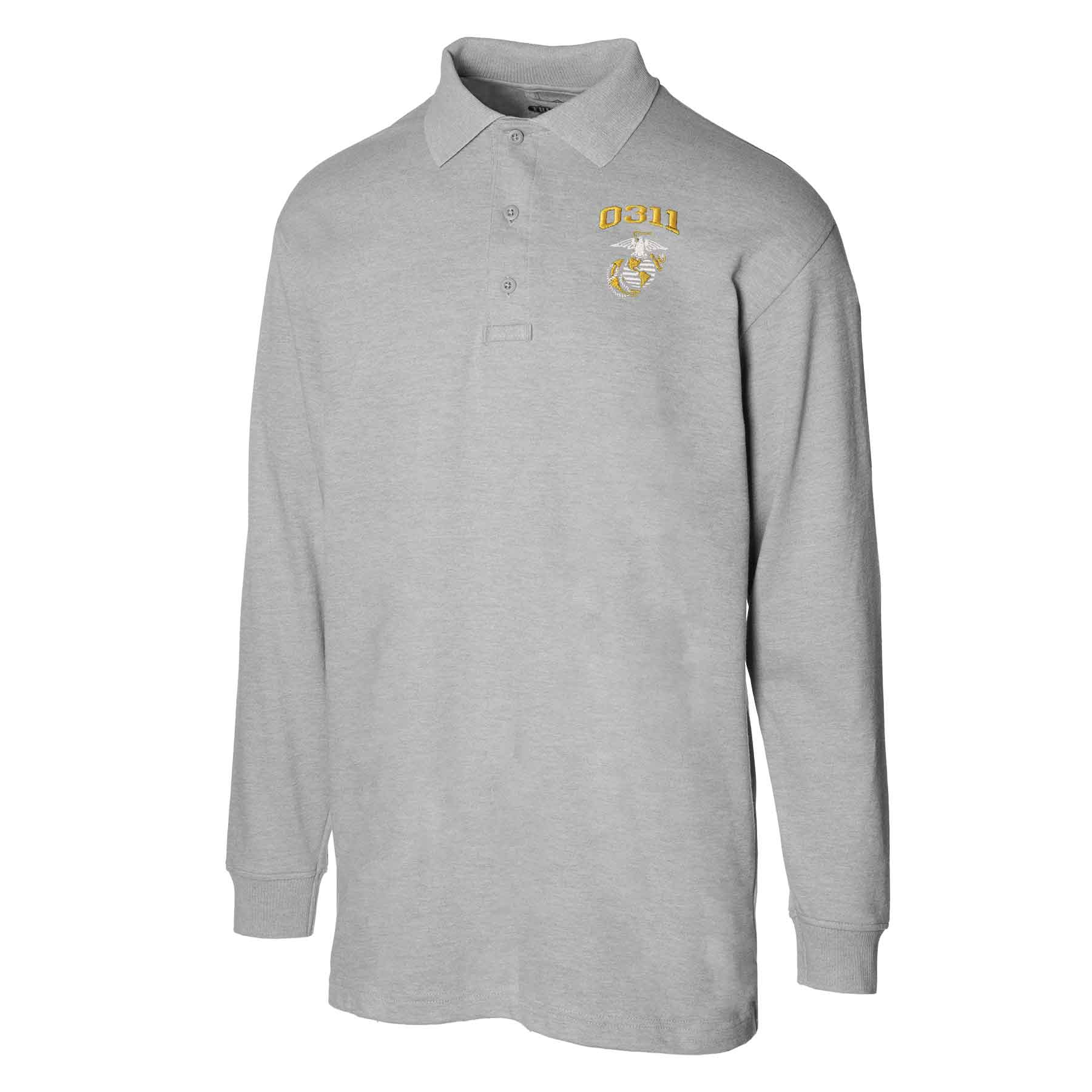 Marine Corps MOS Embroidered Long Sleeve Golf Shirt - Image 6