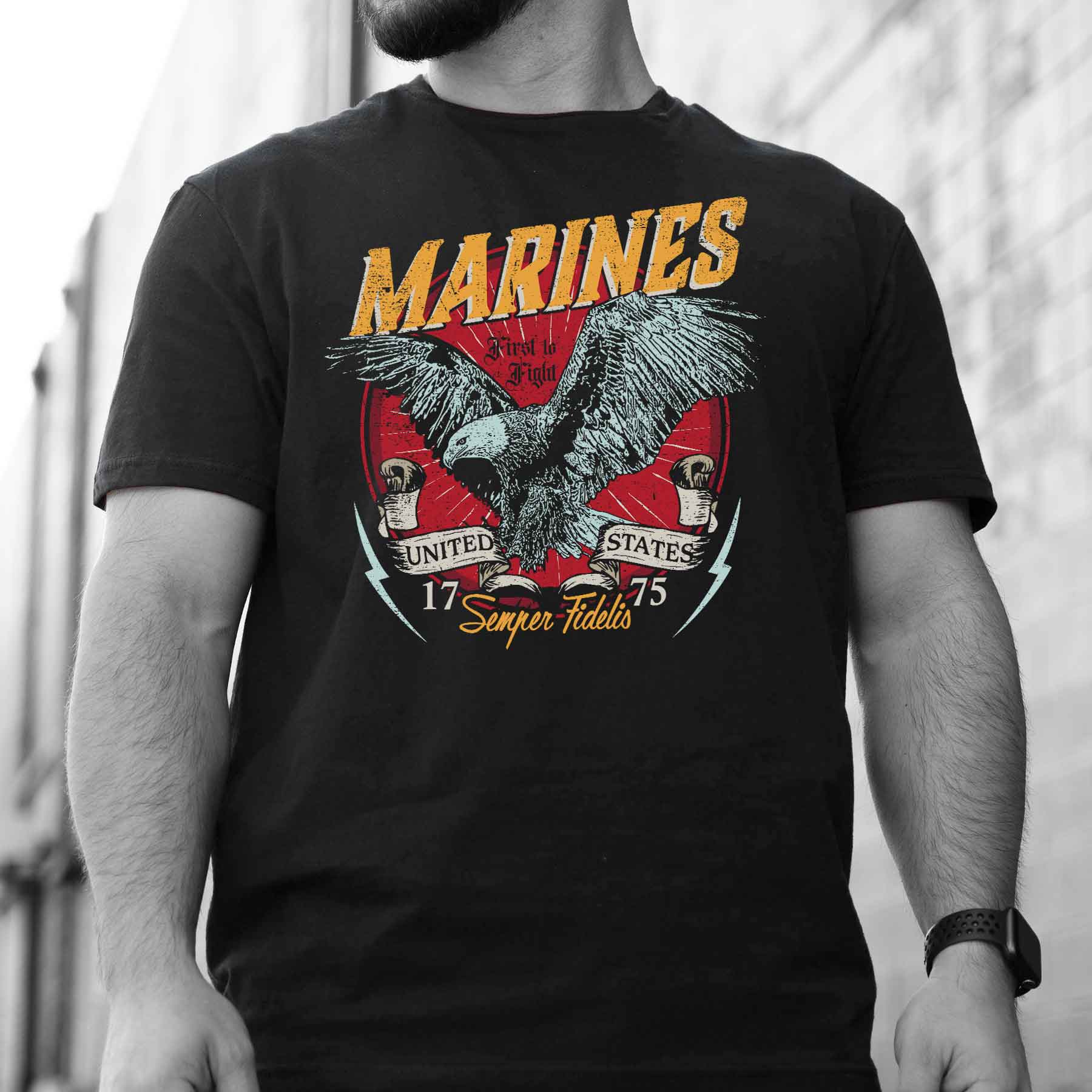 Marines First To Fight Eagle T-shirt - Image 2