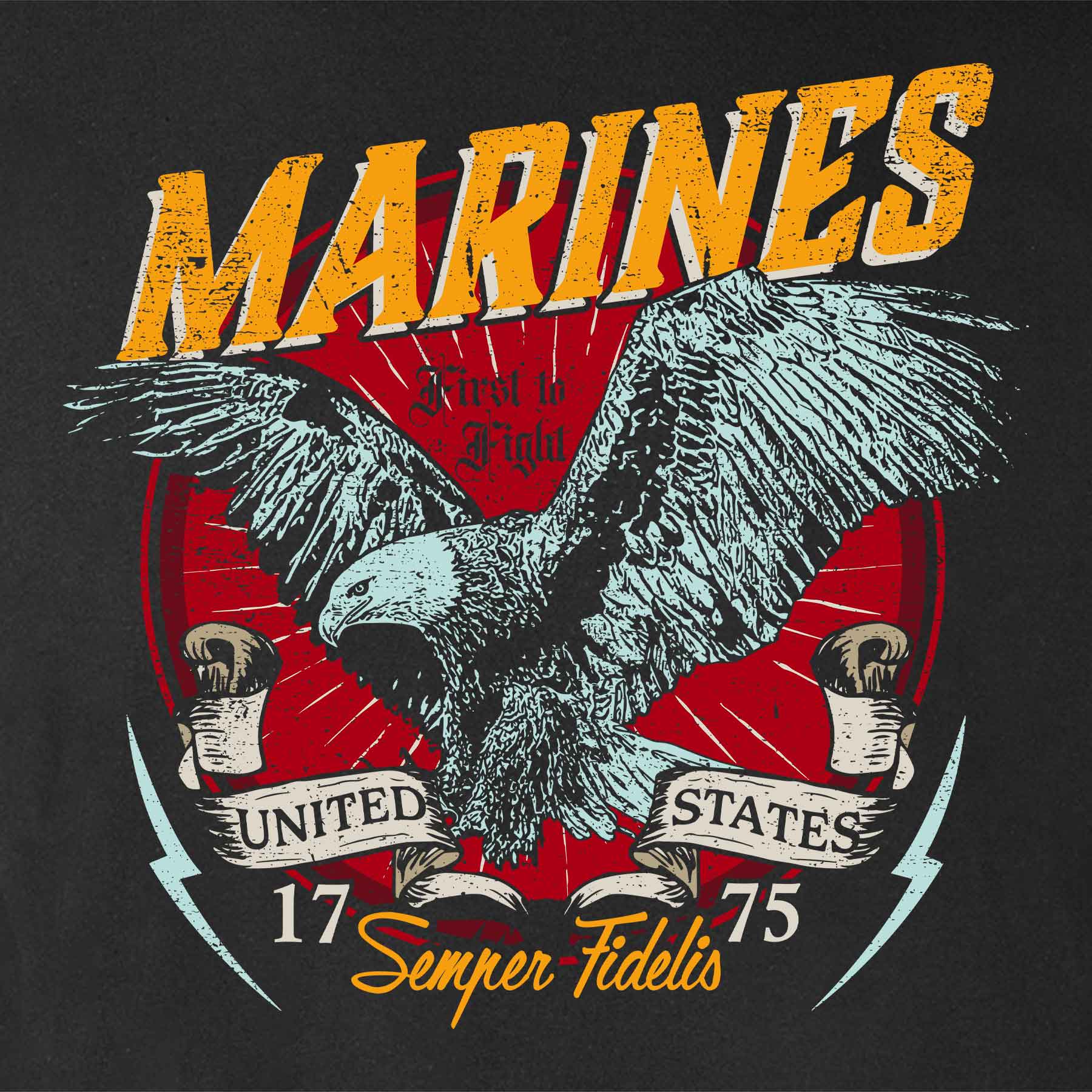 Marines First To Fight Eagle T-shirt - Image 3