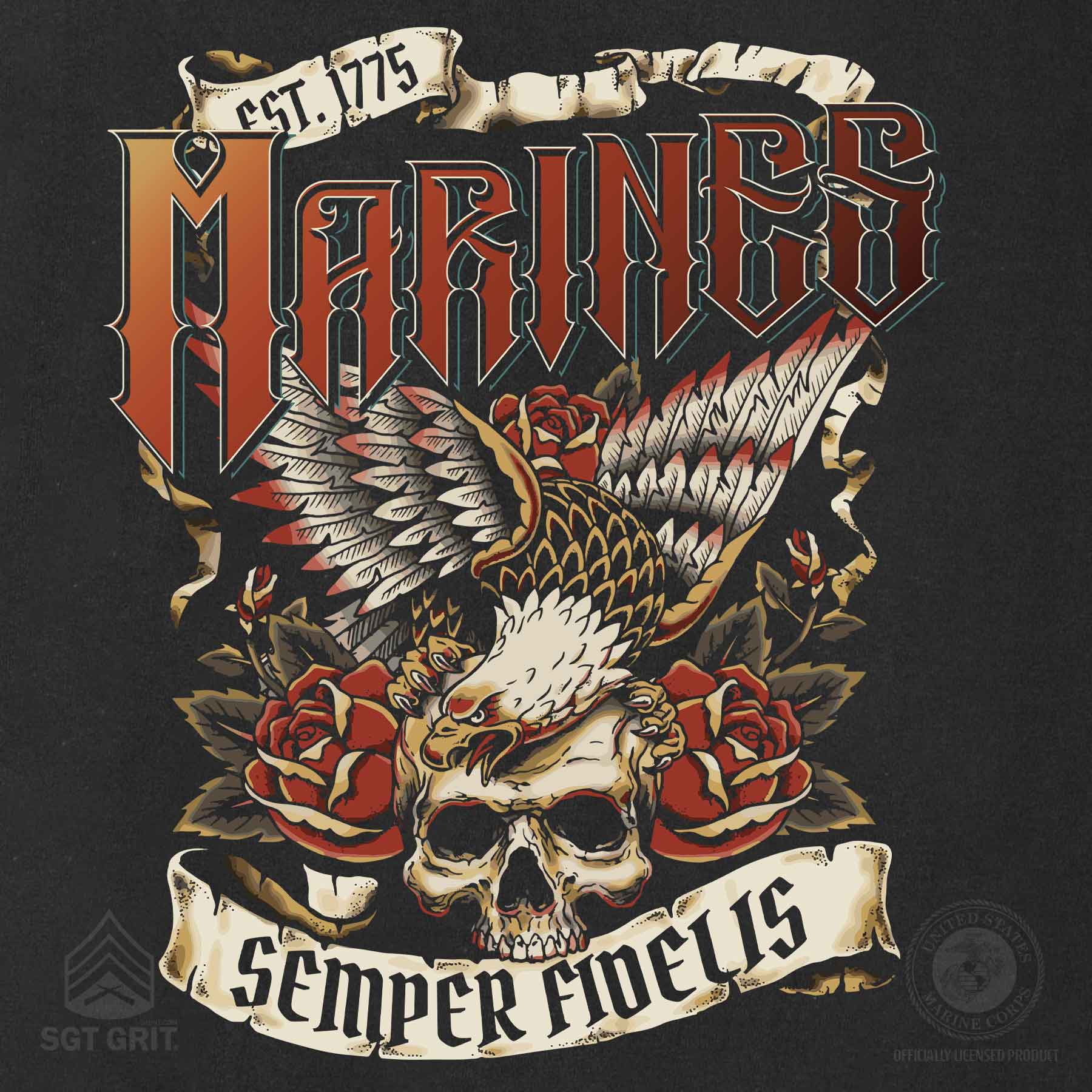 Marines Tattoo Artwork T-shirt - Image 7