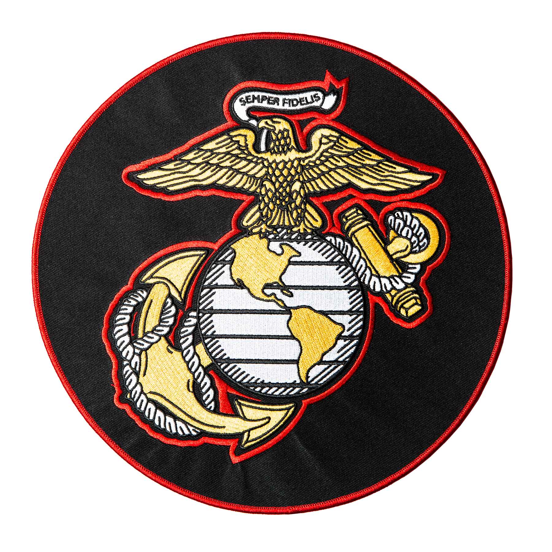 Eagle, Globe, and Anchor 10 inch Patch- Red and Gold