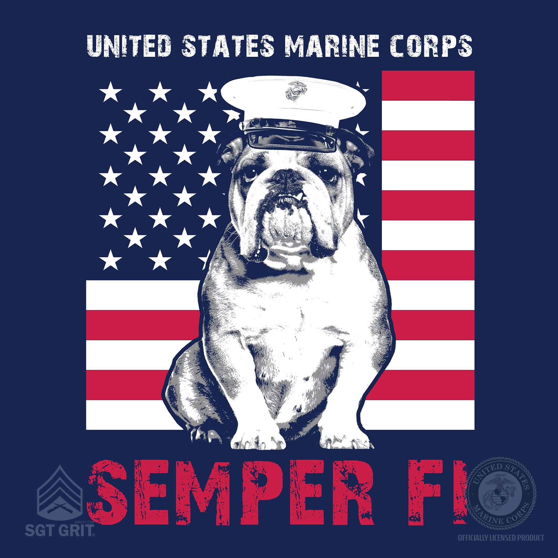 Dress Blues Bulldog Back With Front Pocket T-shirt - Image 3