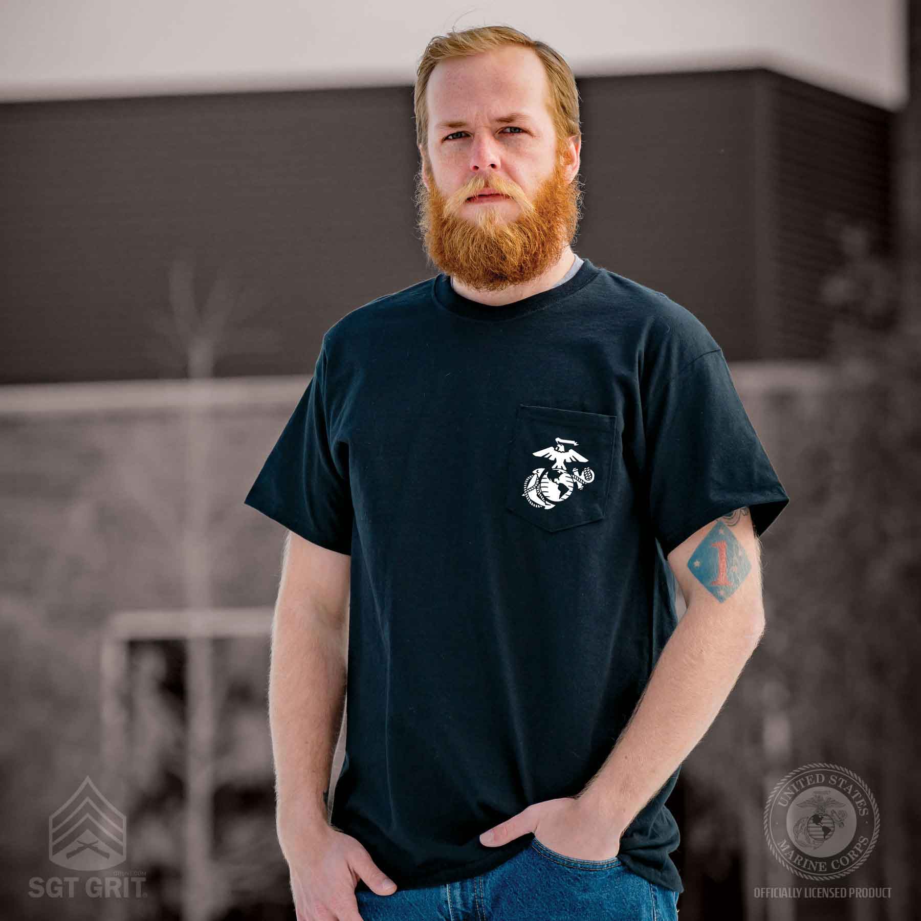 Devil Dog Back With Front Pocket T-shirt - Image 2