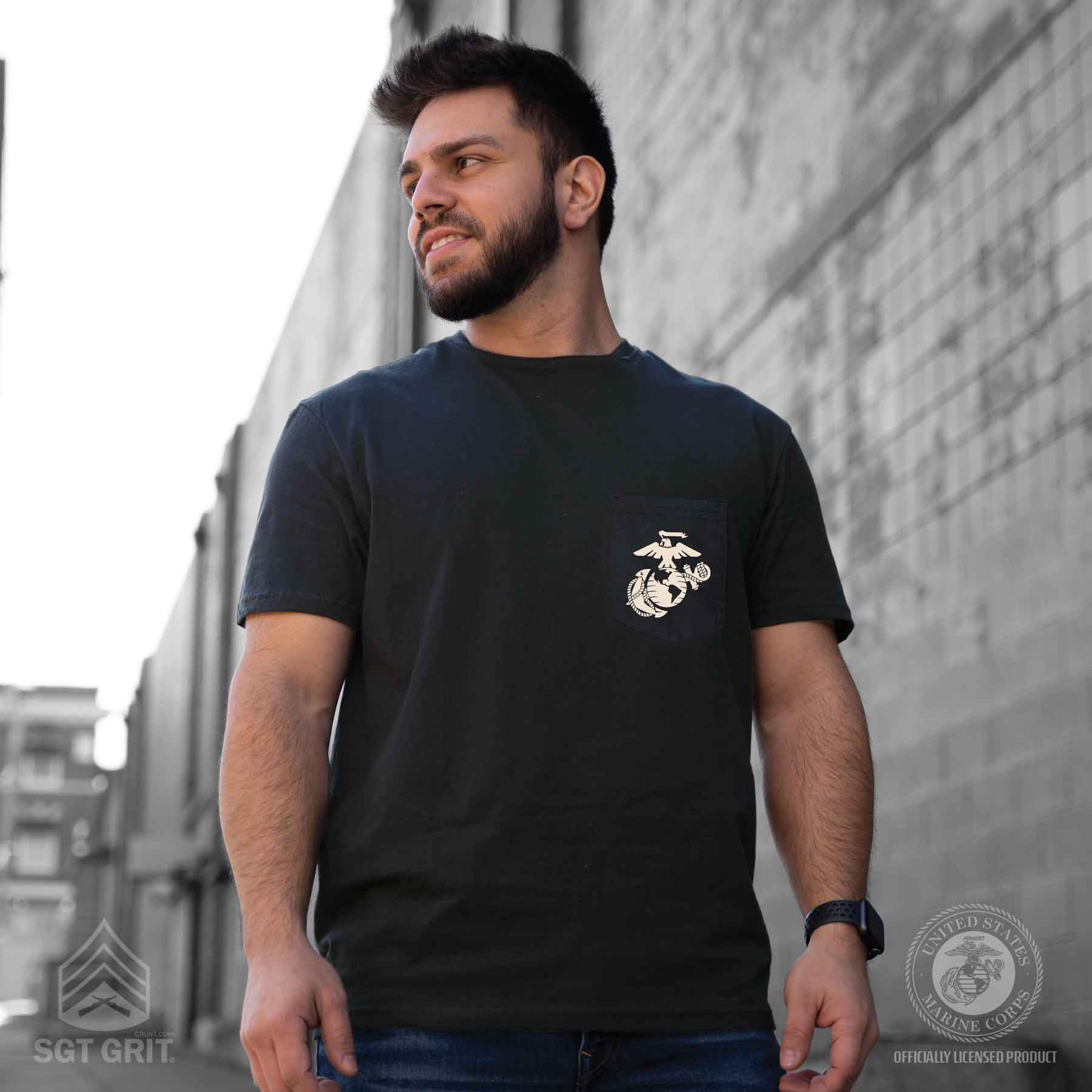 1775 Devil Dogs Back With Front Pocket T-shirt - Image 2