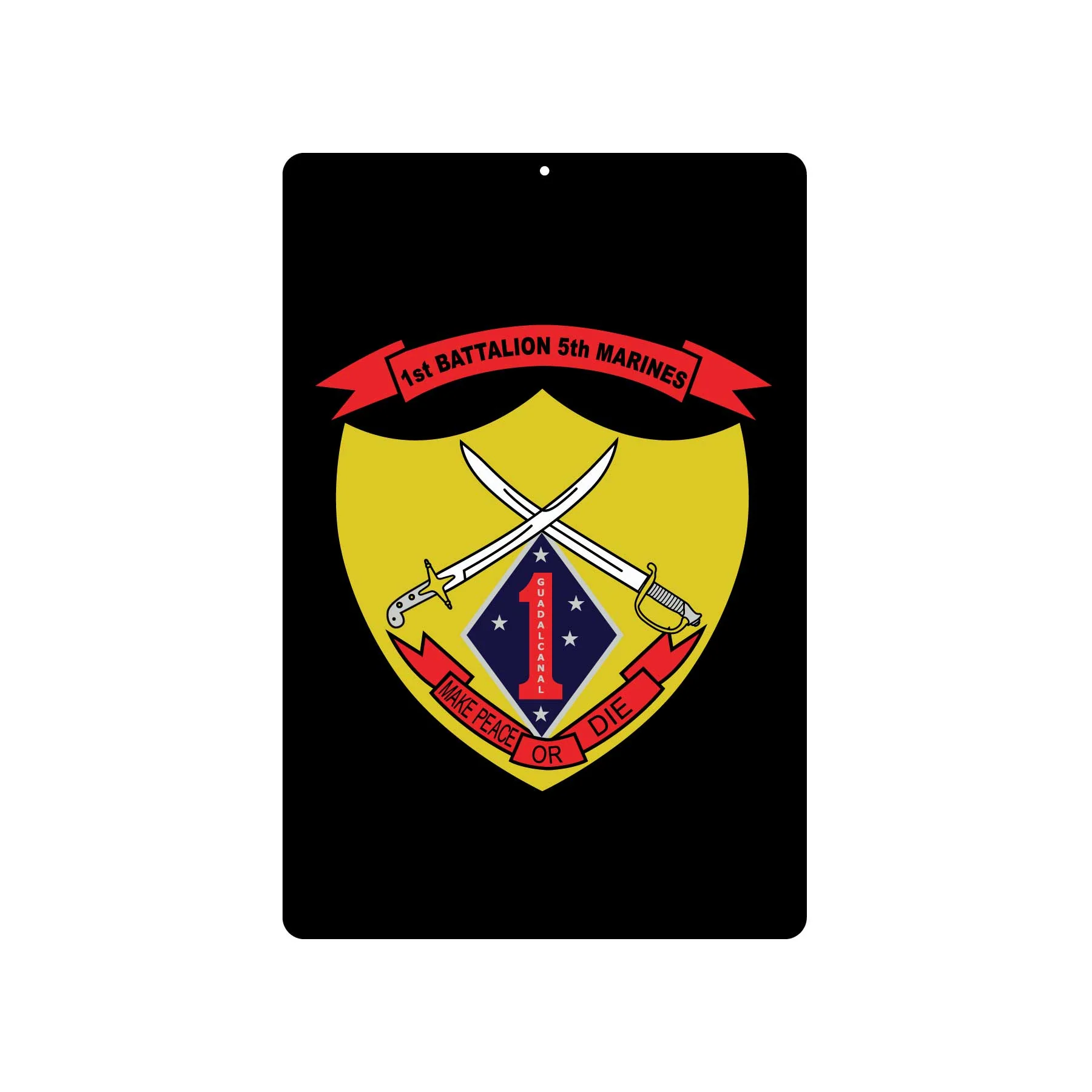 1st Battalion 5th Marines Metal Sign- Yellow