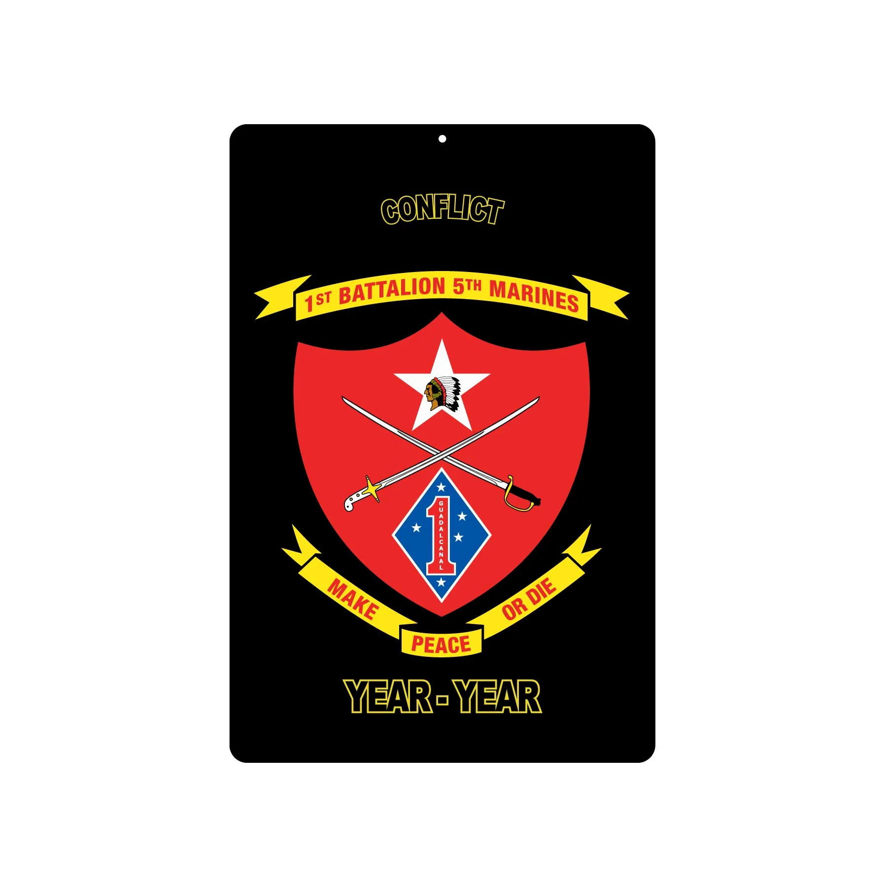 1st Battalion 5th Marines Metal Sign- Red - Image 2