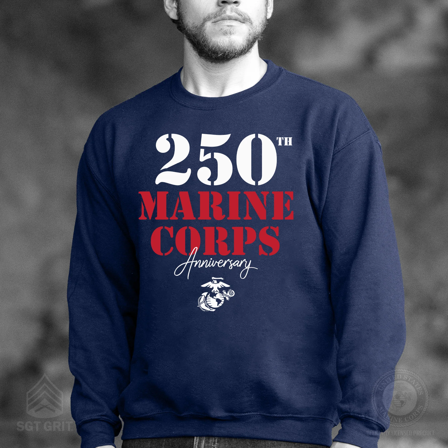 USMC 250th Anniversary Stencil Sweatshirt - Image 2