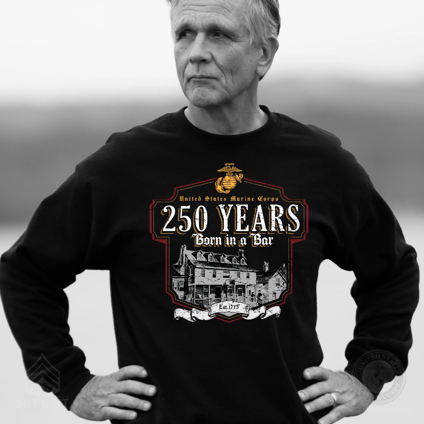USMC Born in a Bar 250 Years Sweatshirt - Image 2