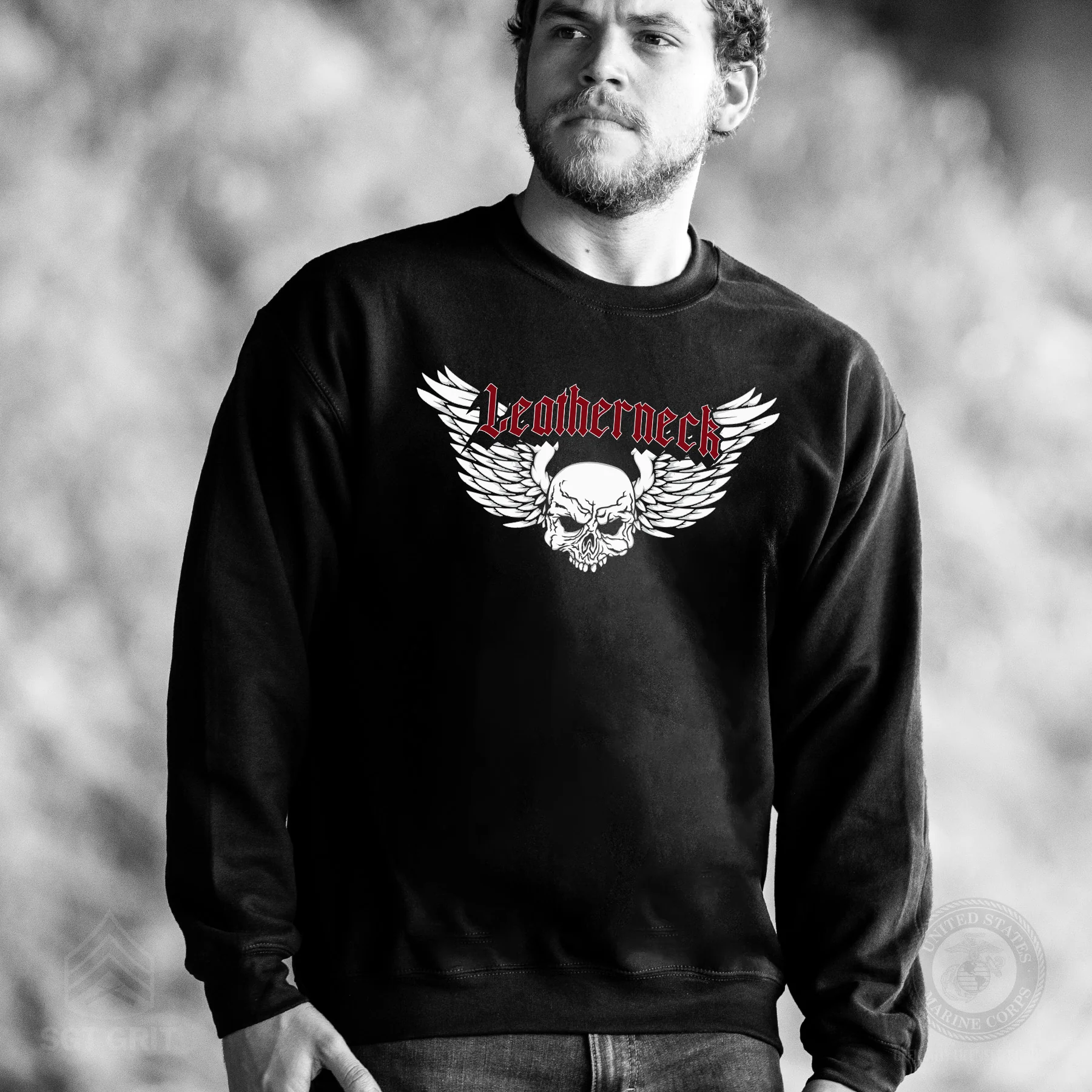 Leatherneck Skull Sweatshirt - Black - Image 2