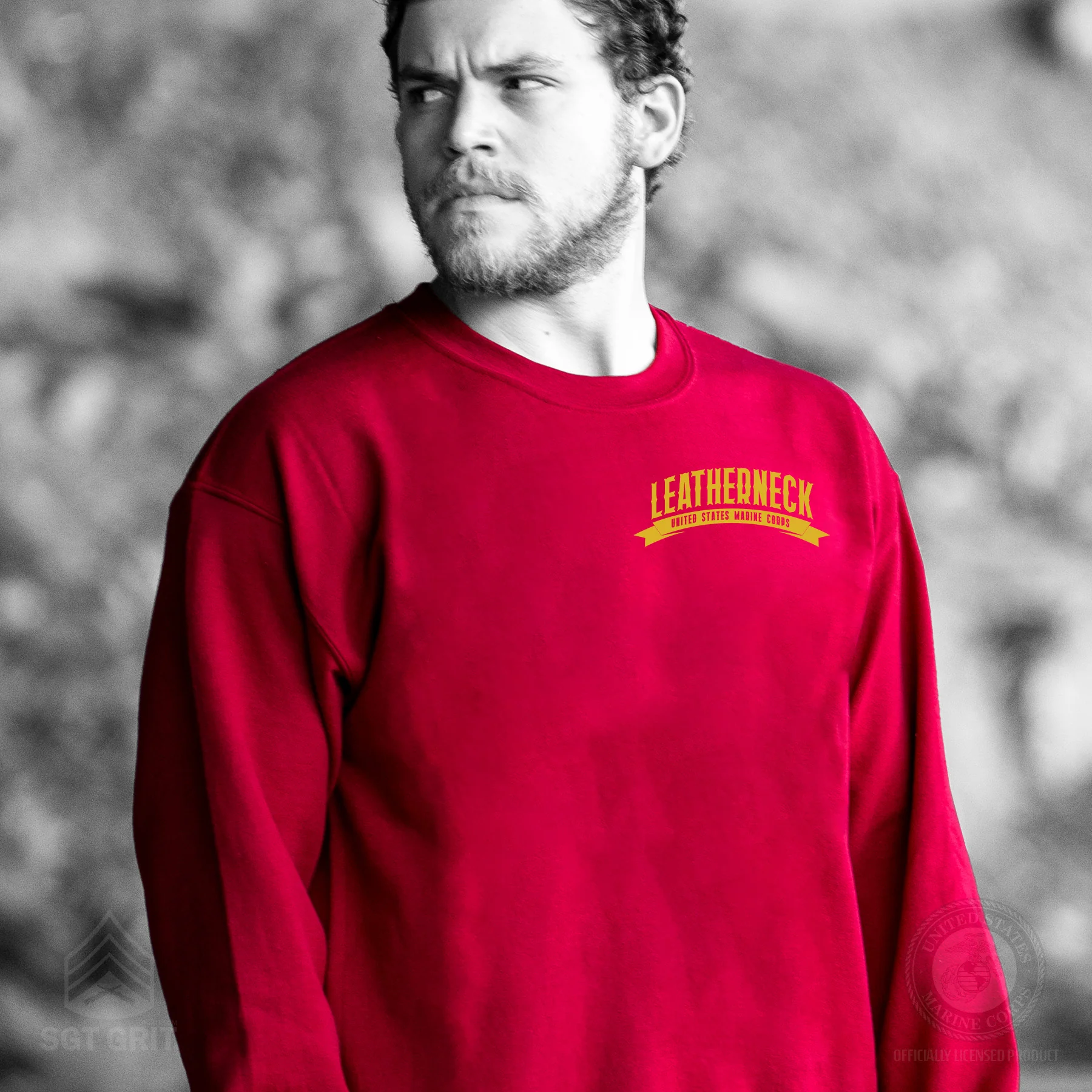 USMC Leatherneck Left Chest Sweatshirt- Red - Image 2