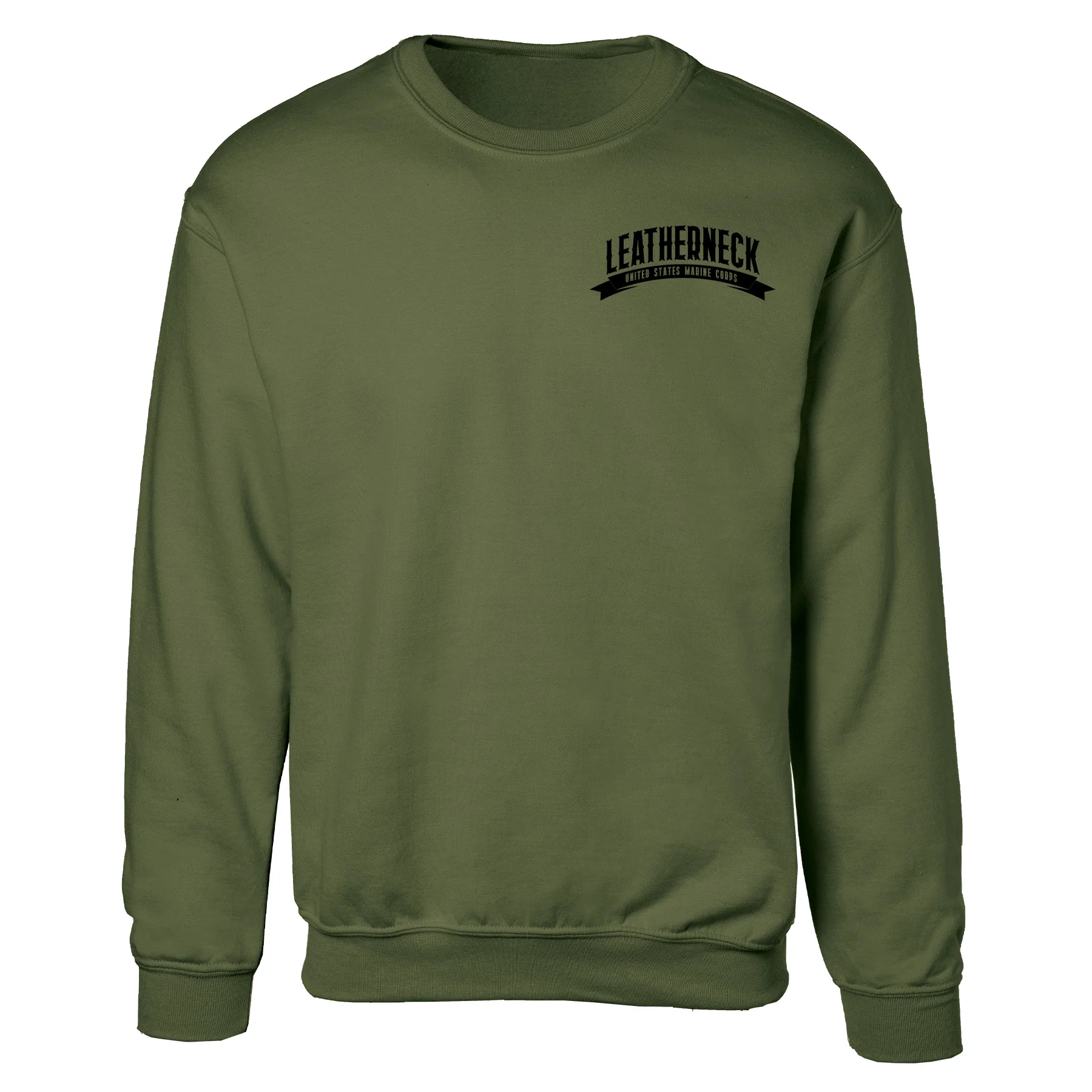 USMC Leatherneck Left Chest Sweatshirt- OD Green