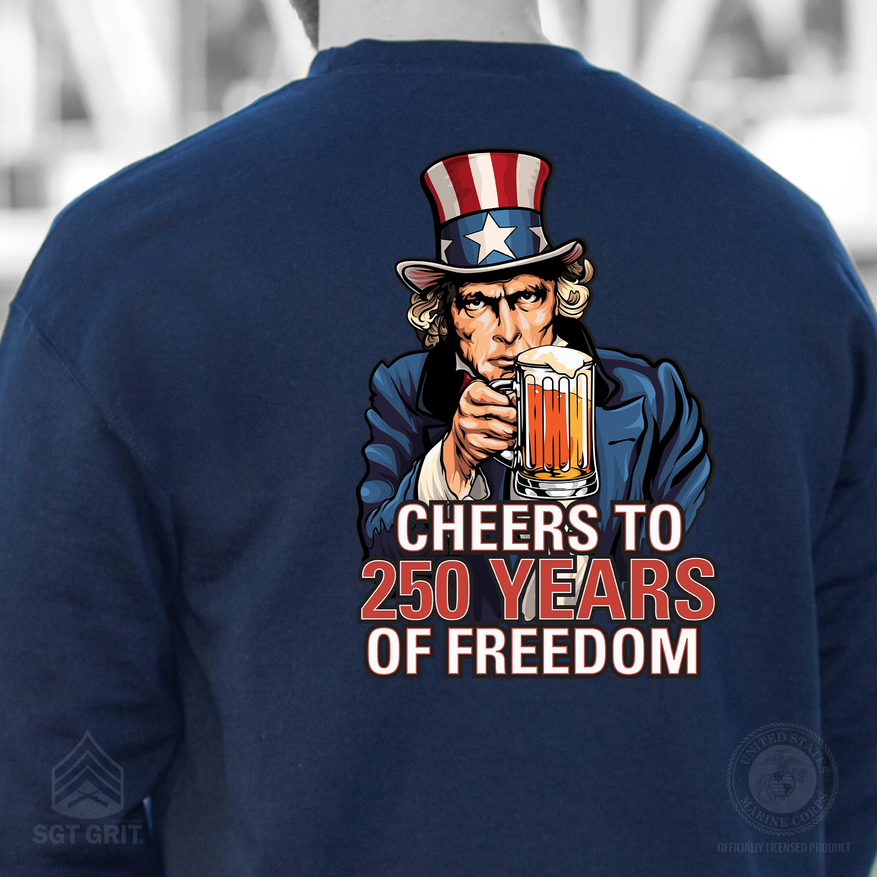 Cheers to 250 Years of Freedom Sweatshirt - Back Design - Image 7