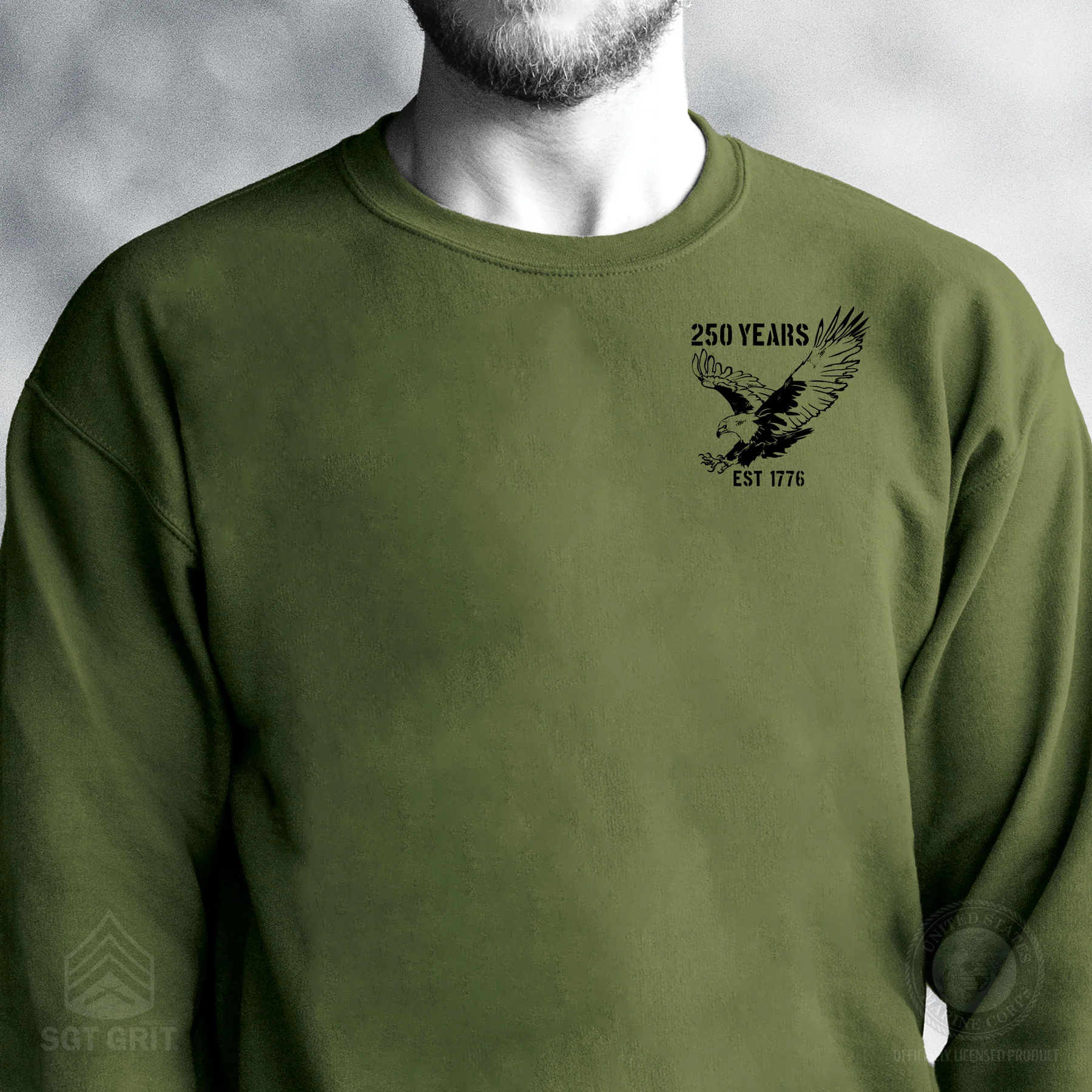 250 Years Eagle Sweatshirt – OD Green - Image 2