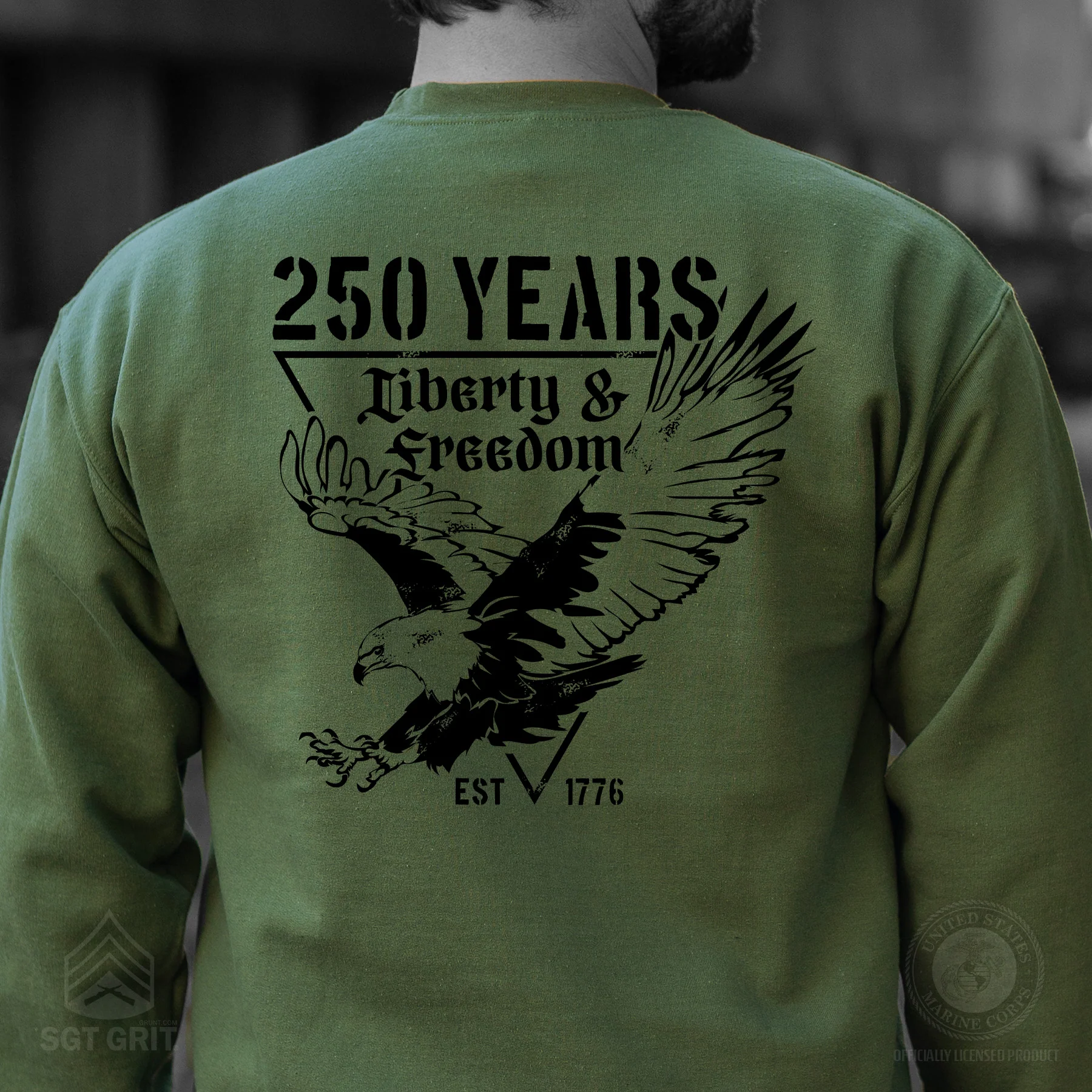 250 Years Eagle Sweatshirt – OD Green - Image 3