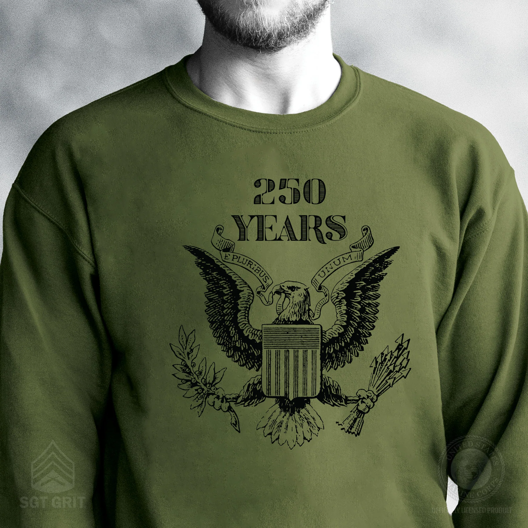 Vintage Eagle 250 Years Sweatshirt- OD Green - Image 2