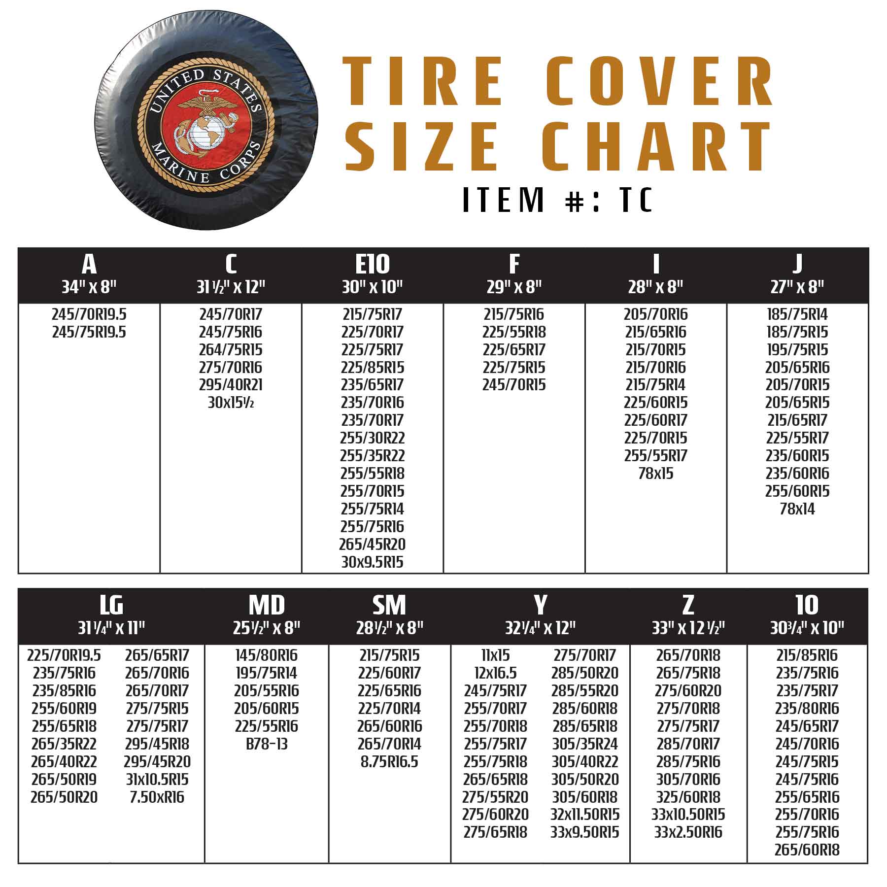 Marine Corps Black Tire Cover - Image 2