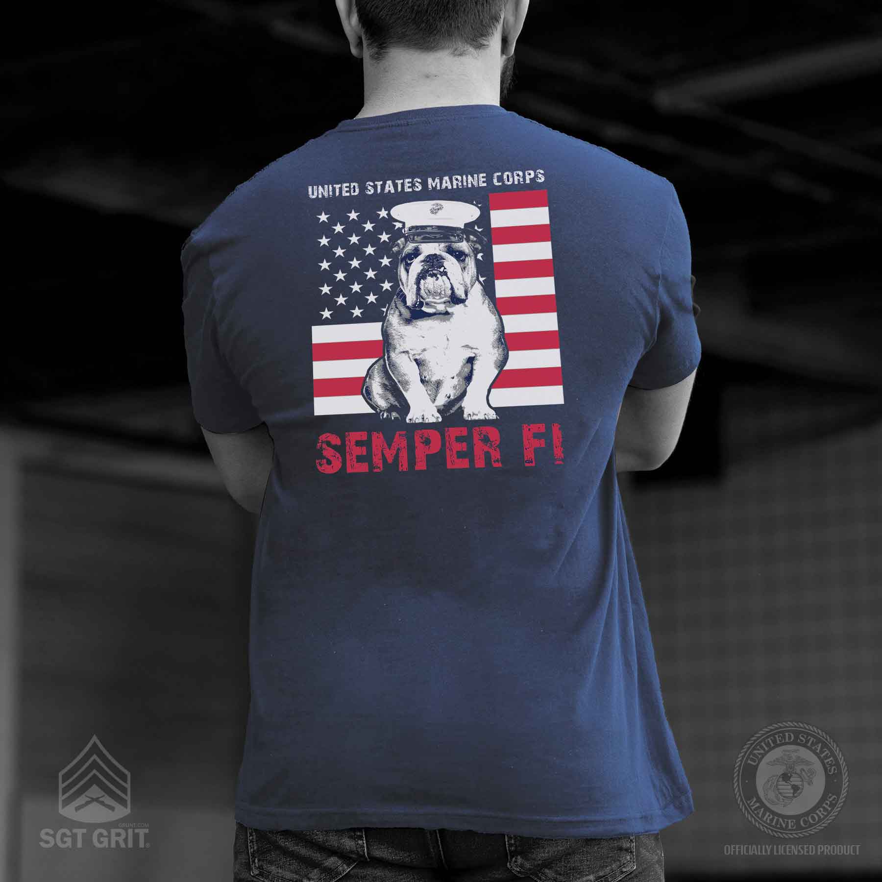 Dress Blues Bulldog Back With Left Chest T-shirt - Image 6