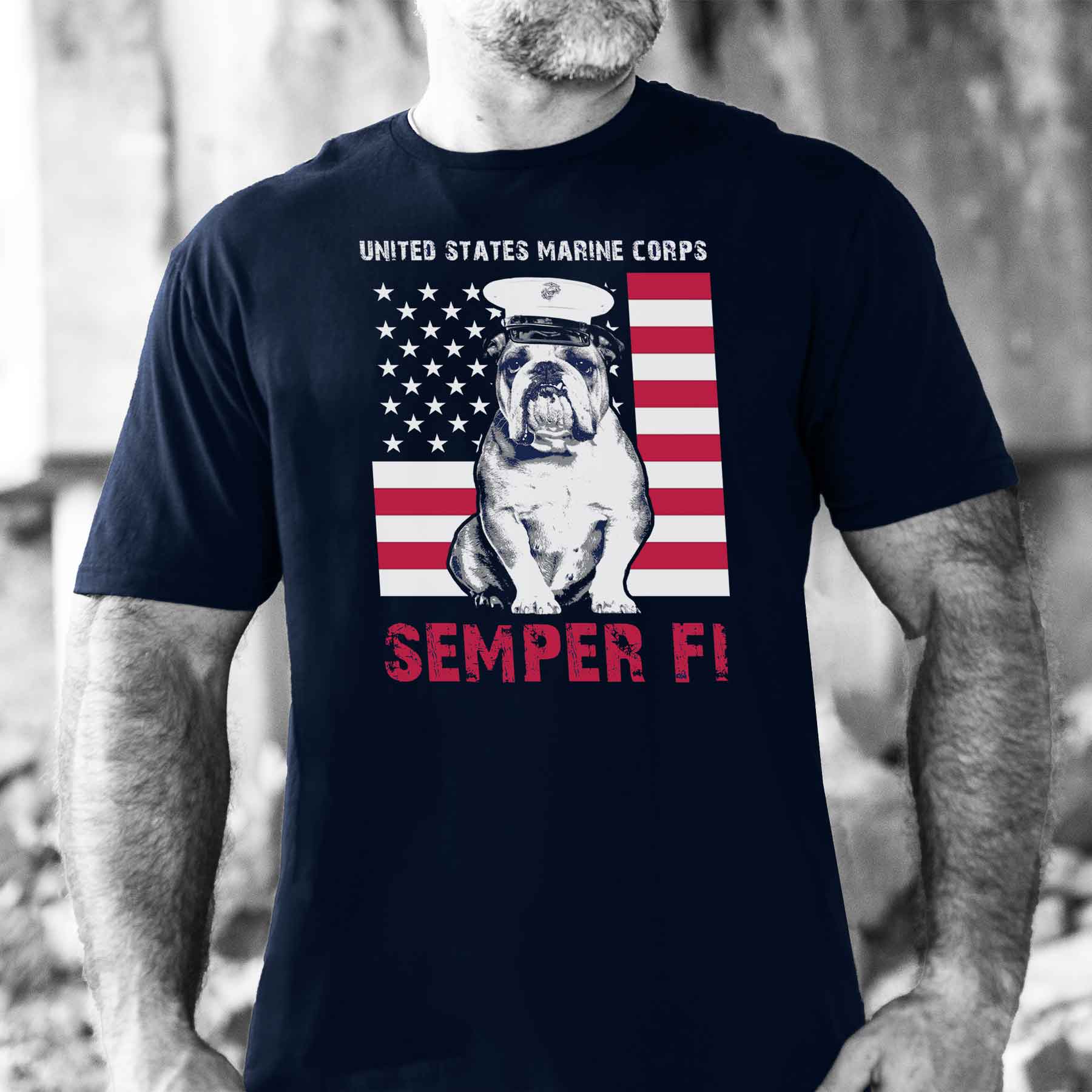 Dress Blues Bulldog Full Front T-shirt - Image 2