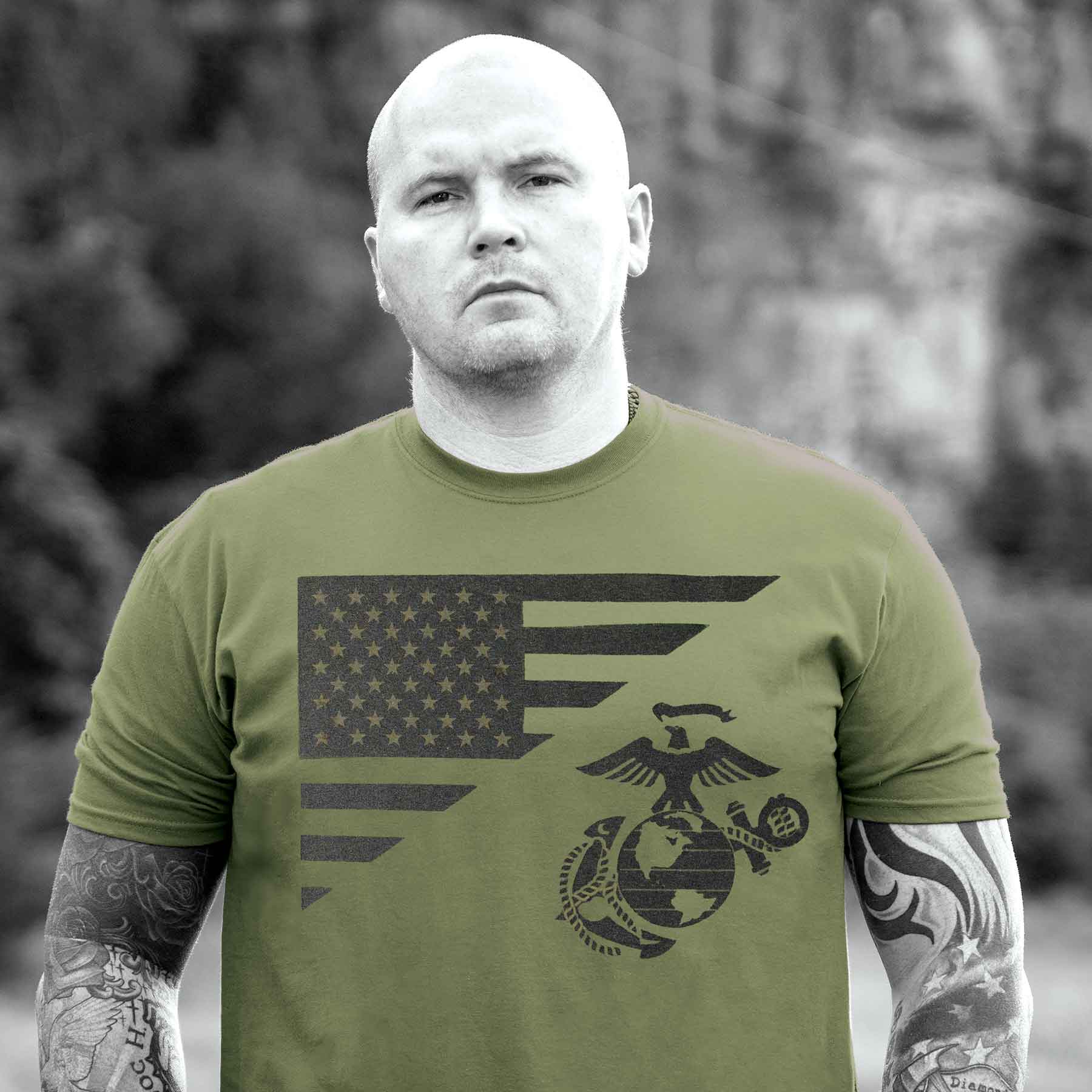 USMC Flag, EGA Emblem T-shirt 100% Cotton - Image 6
